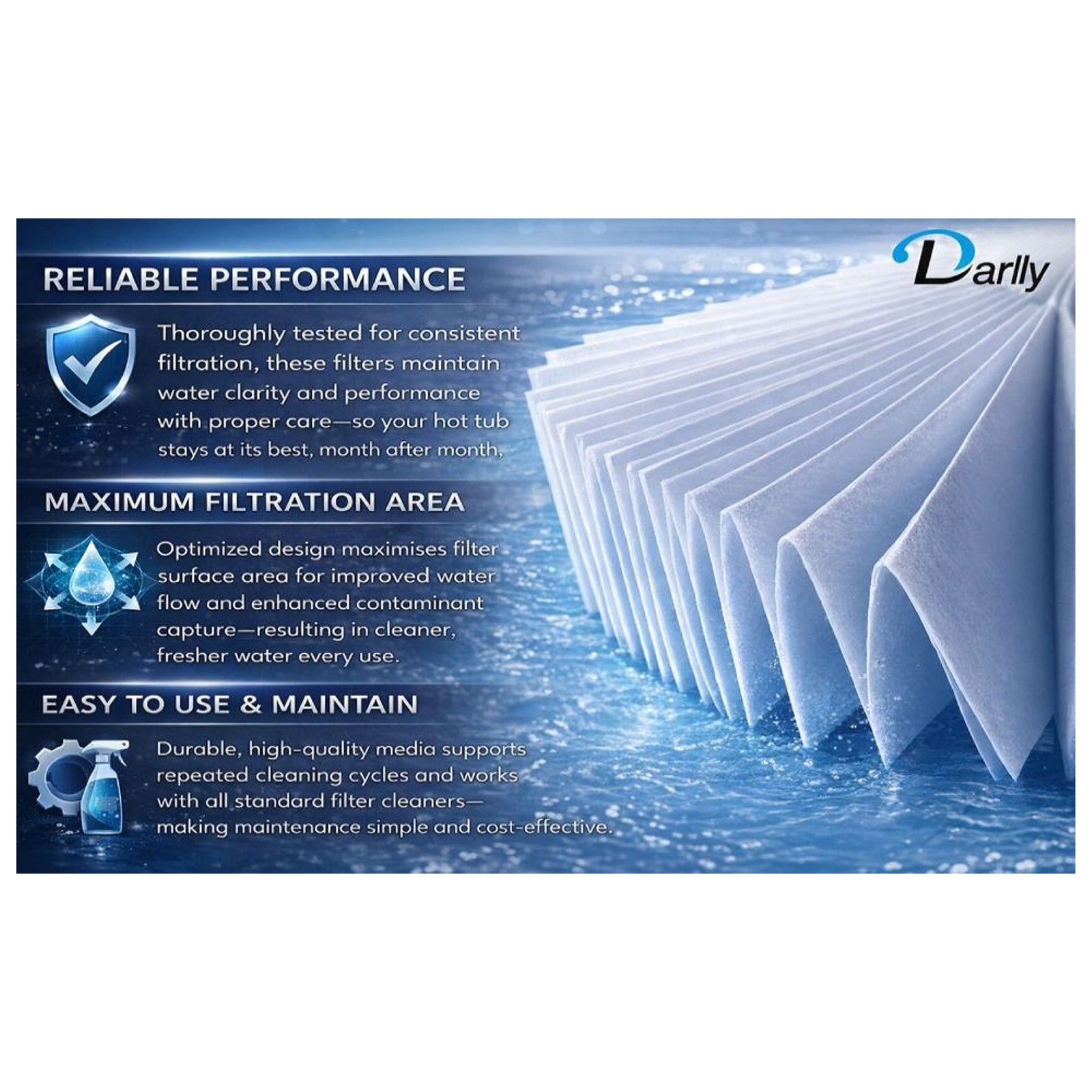Darlly Spa Filter Cartridge Replacement SC720 Hot Tub PAS50SVF2M 6CH502 60506 - Image 7