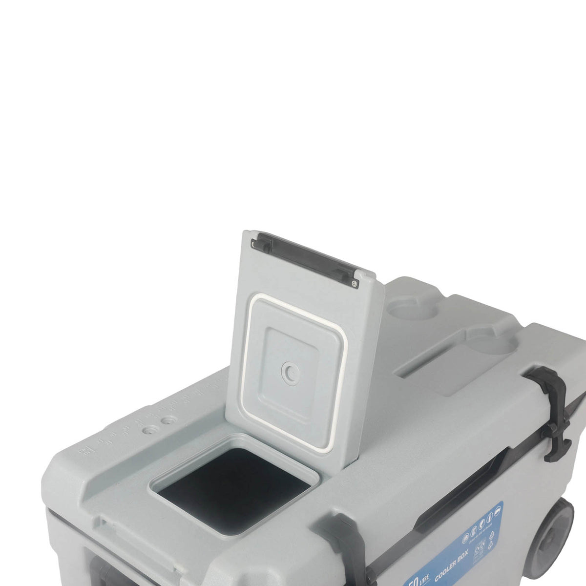 Camping Ice Cooler Box 50L Grey Plastic Portable Picnic Lunch Camping Wheeled - Image 4