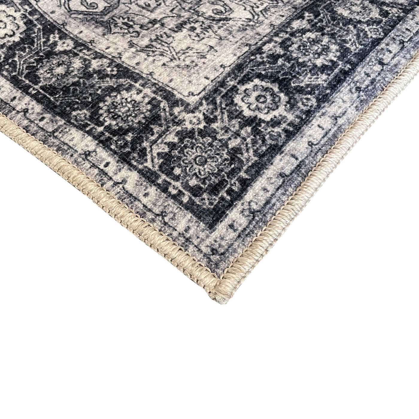 Medium Rug Chenille Grey Traditional Living Room Bedroom (L)170cm x (W)120cm - Image 5
