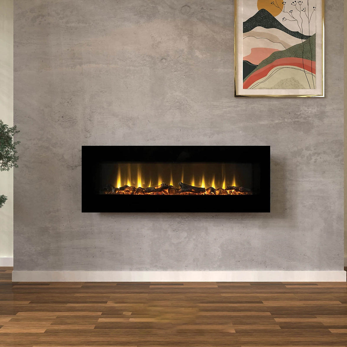 Focal Point Ravensdale Wall Mounted Electric Fire 1.8kW Black Remote - Image 1