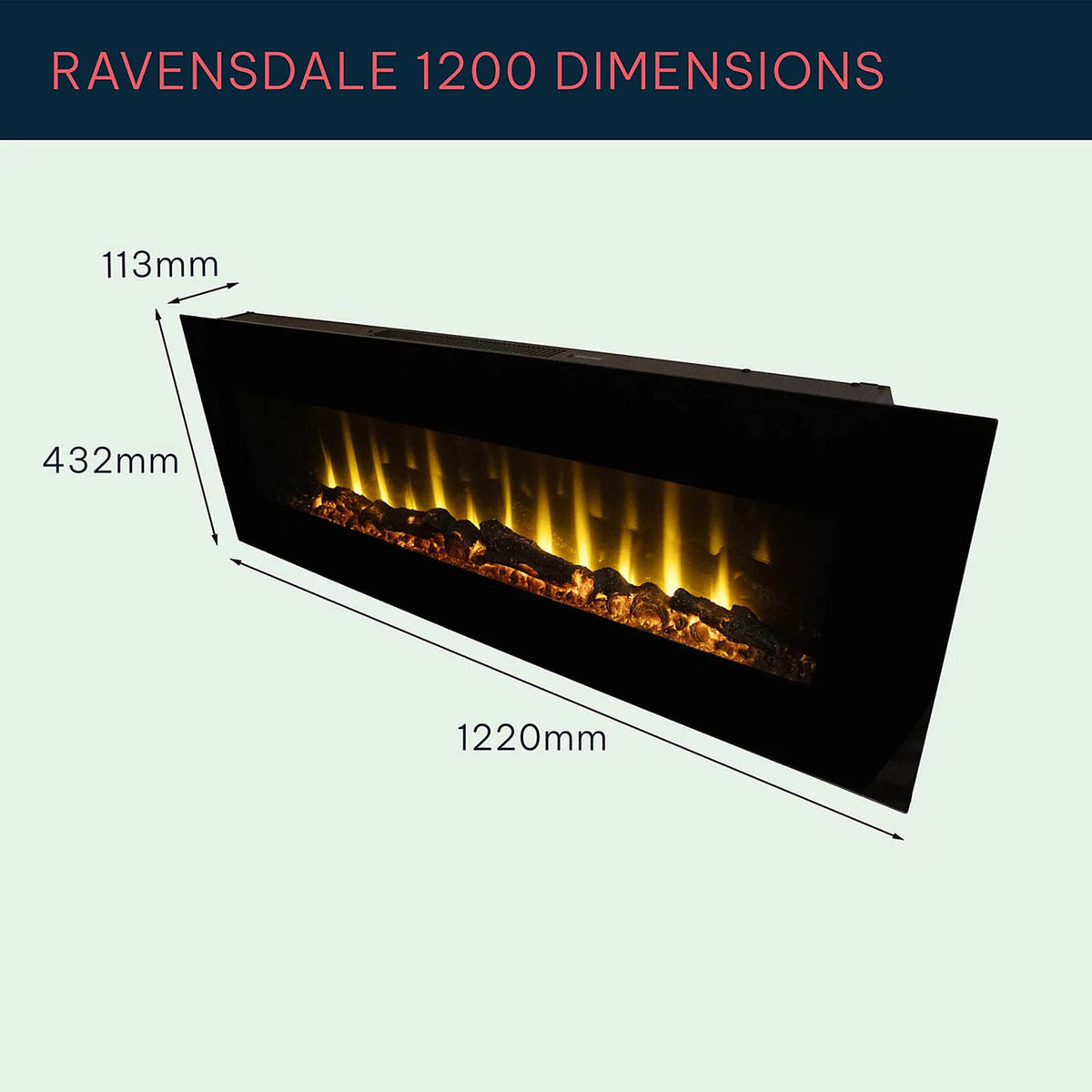 Focal Point Ravensdale Wall Mounted Electric Fire 1.8kW Black Remote - Image 6