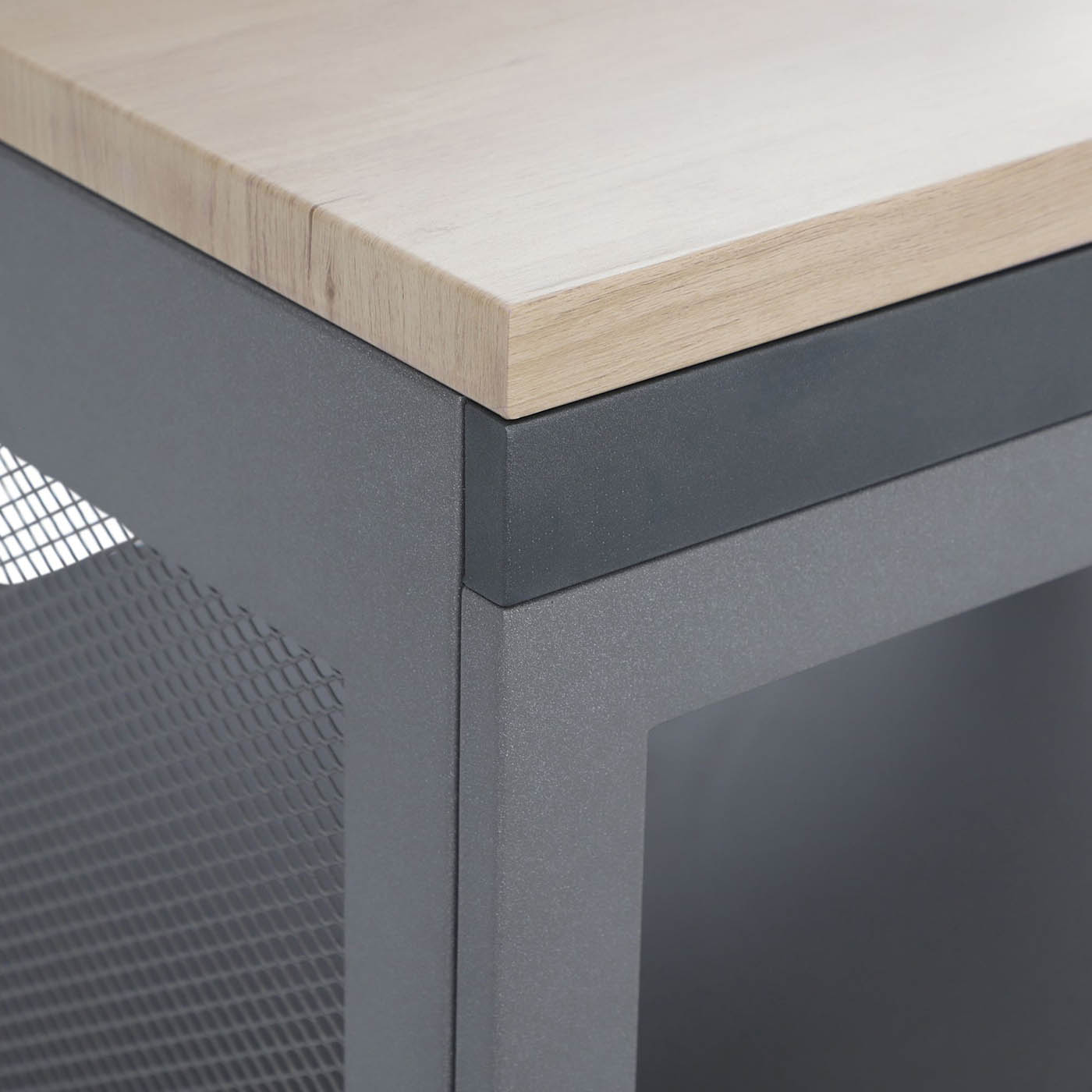 GoodHome Cucino Powder-coated Grey Open Steel Wood effect Outdoor kitchen cabinet unit - Image 7