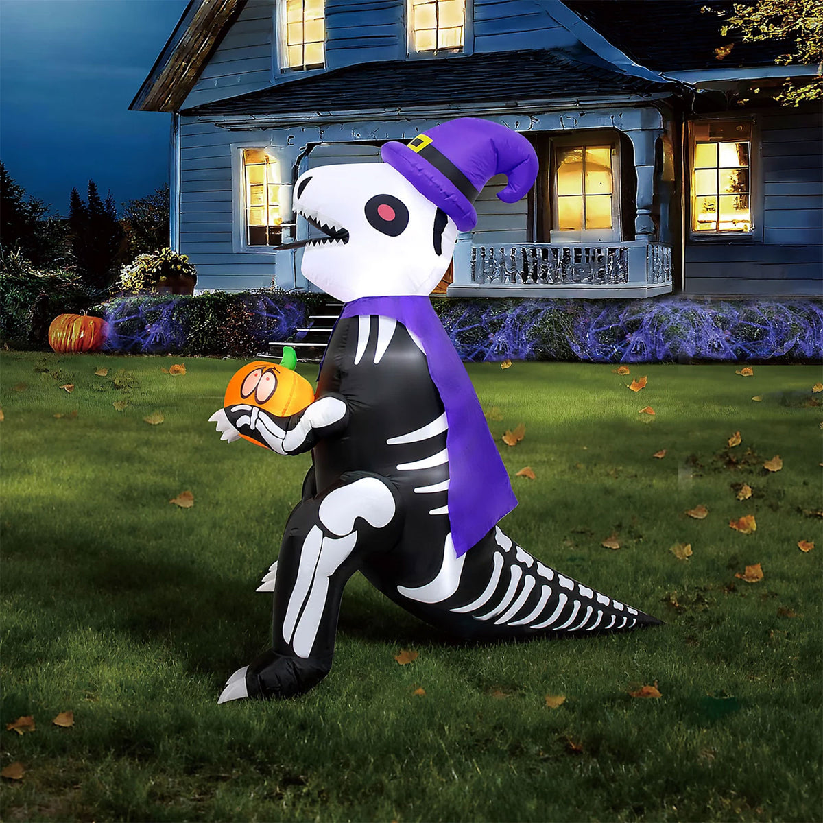 6ft Halloween Inflatable Dinosaur Skeleton LED Outdoor Decoration - Image 1