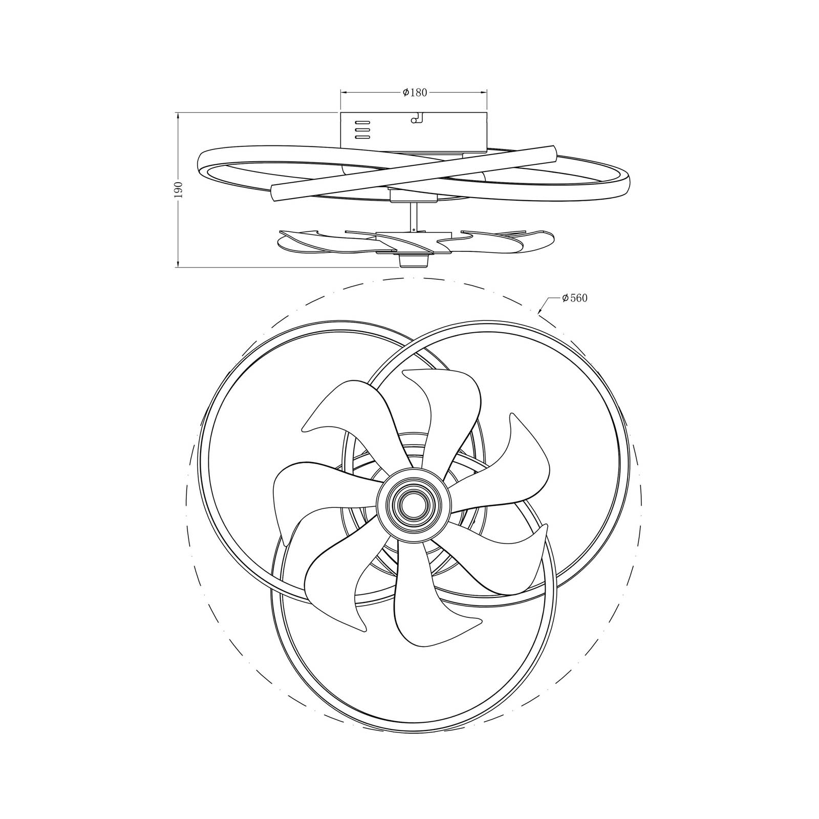 BHS LED Ceiling Fan Light Modern Remote control Black Warm White to Cool White - Image 2