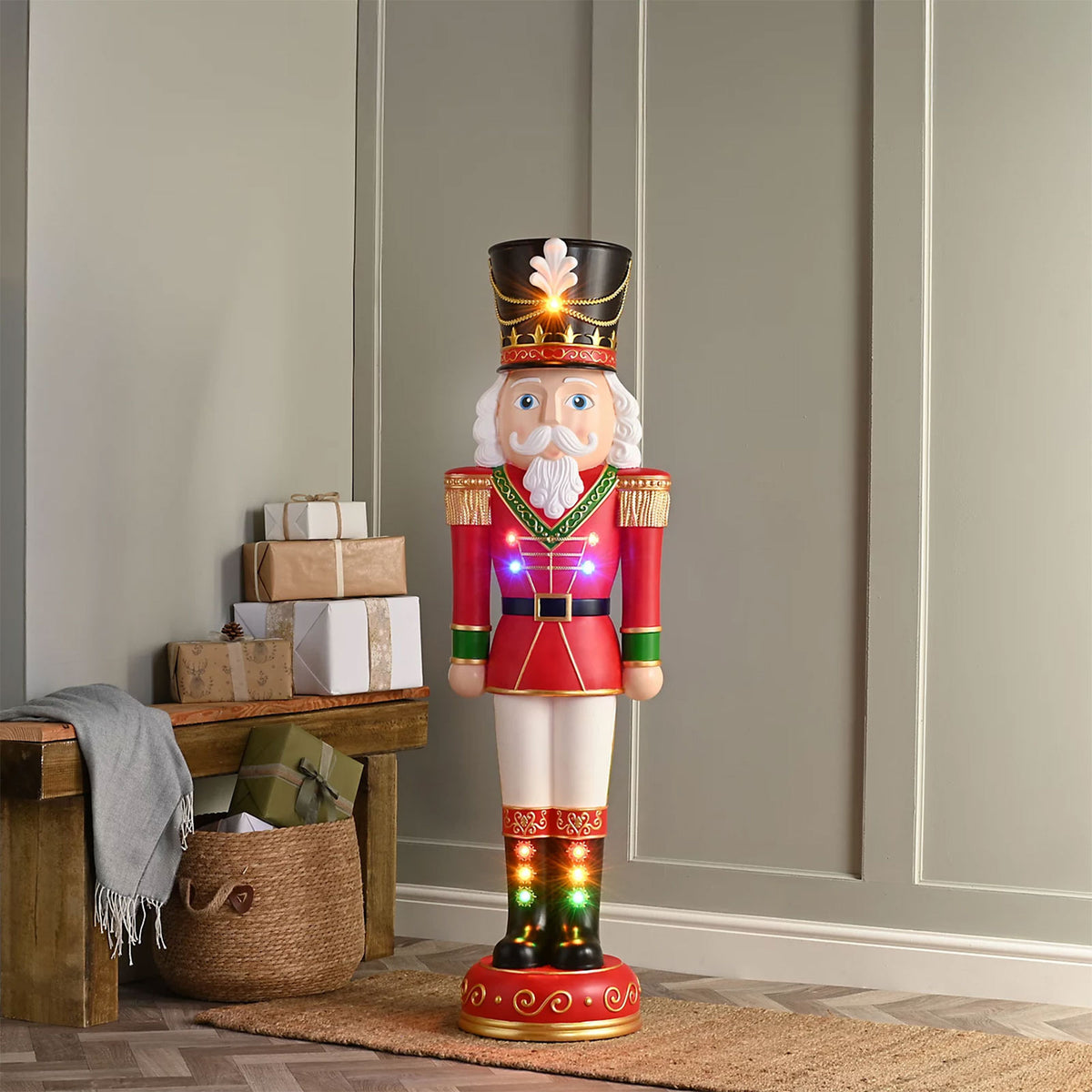 Illuminated Nutcracker Christmas Decoration 133cm LED Festive Display Ornament - Image 2