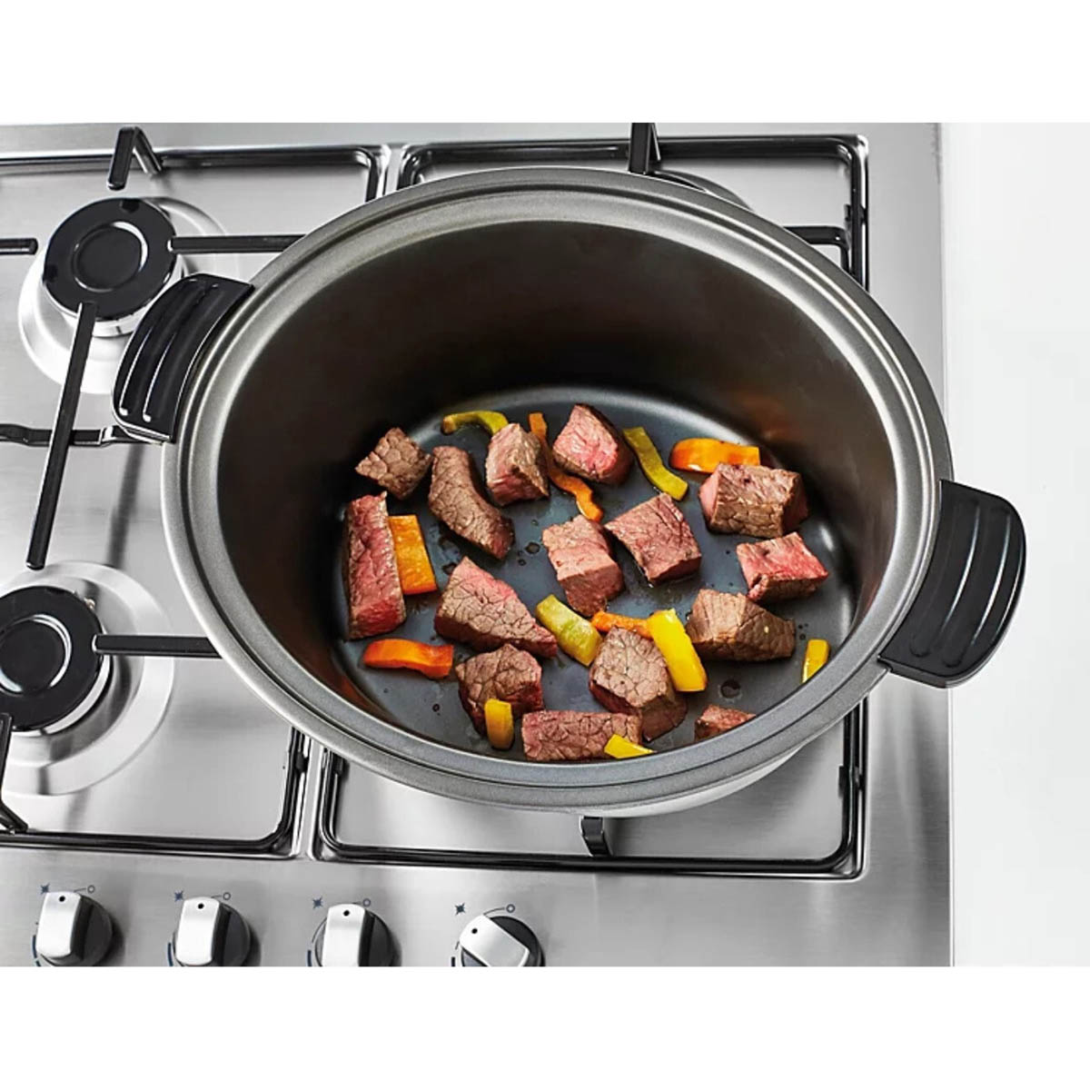 Slow Cooker 3.5L Stainless Steel Tempered Glass Lid Aluminium Non-Stick Bowl - Image 3