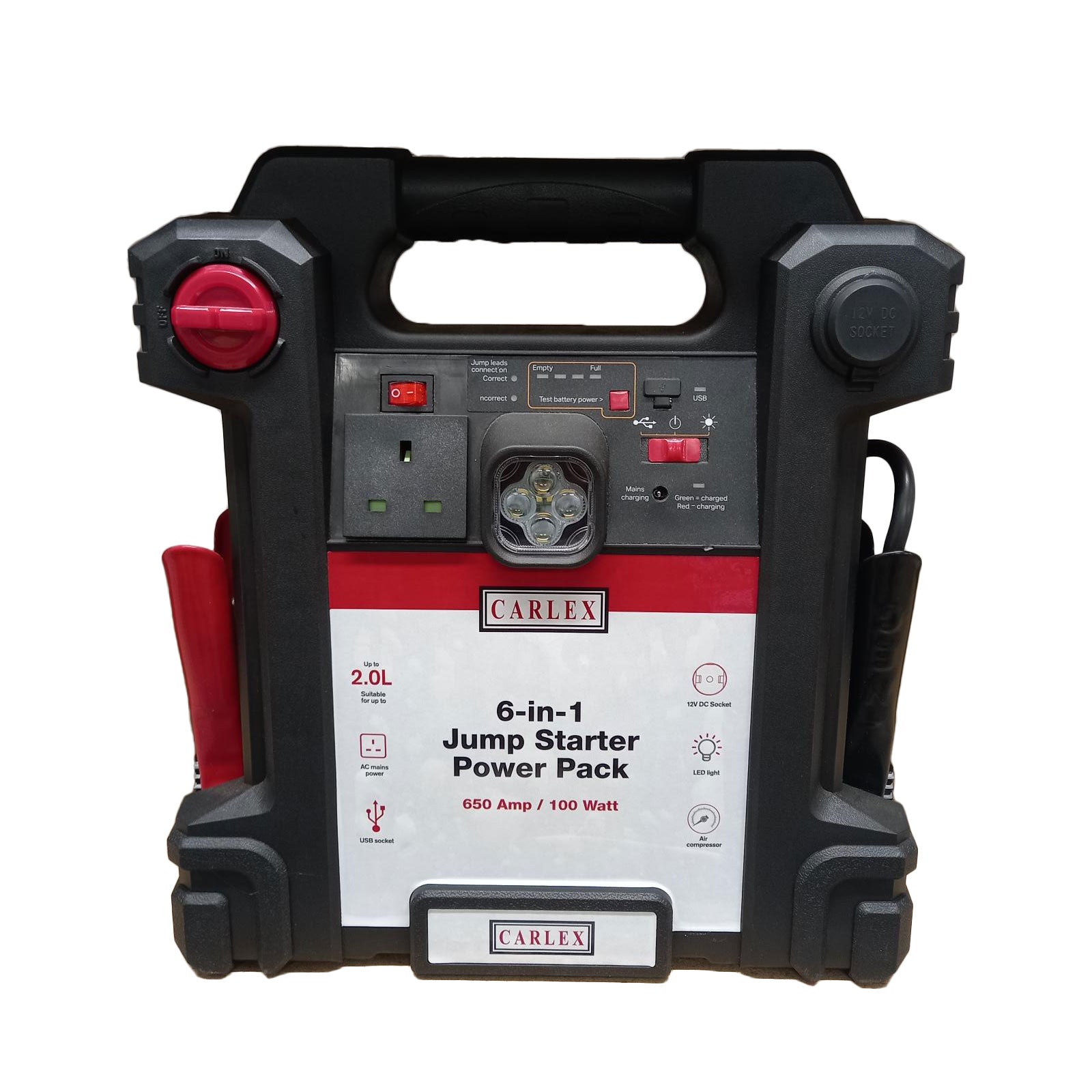 Portable Car Jump Starter Battery Pack Booster 6 In 1 Air Compressor USB 600Amp - Image 1