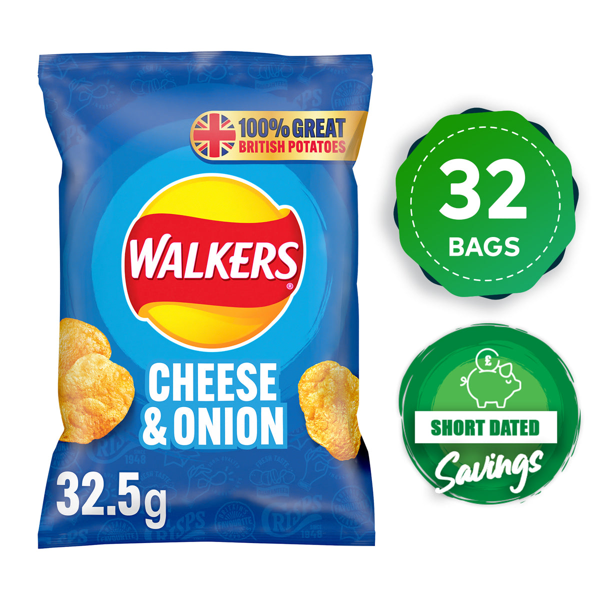 Walkers Crisps Cheese Onion Snack Pack Lunch 32x32.5g Bags - Image 10