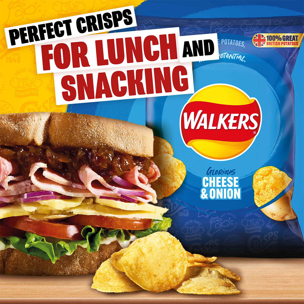 Walkers Crisps Cheese Onion Snack Pack Lunch 32x32.5g Bags - Image 3