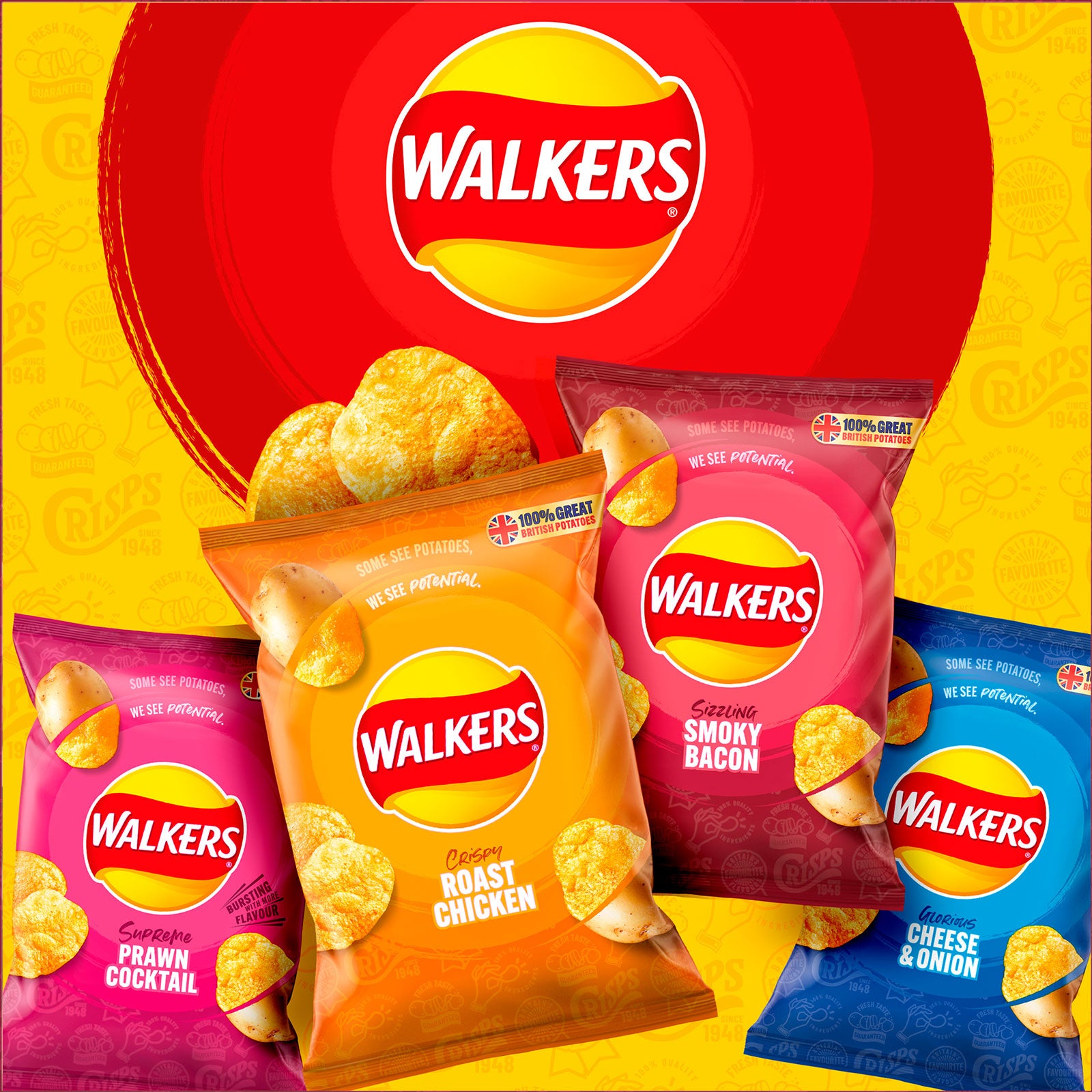 Walkers Crisps Smokey Bacon Snack Sharing Box of 32 x 45g - Image 2
