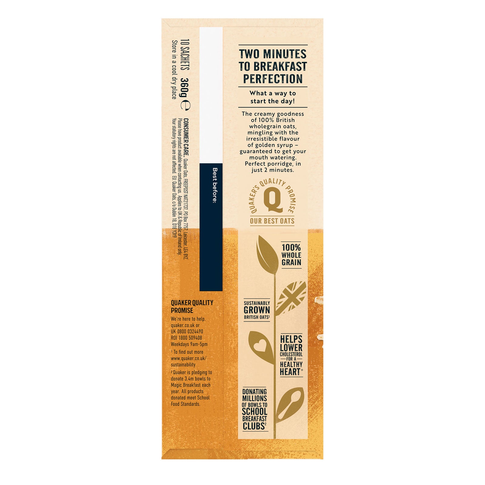 Quaker Oats Porridge Oat So Simple Golden Syrup 90 x 36g Sachets - Image 4