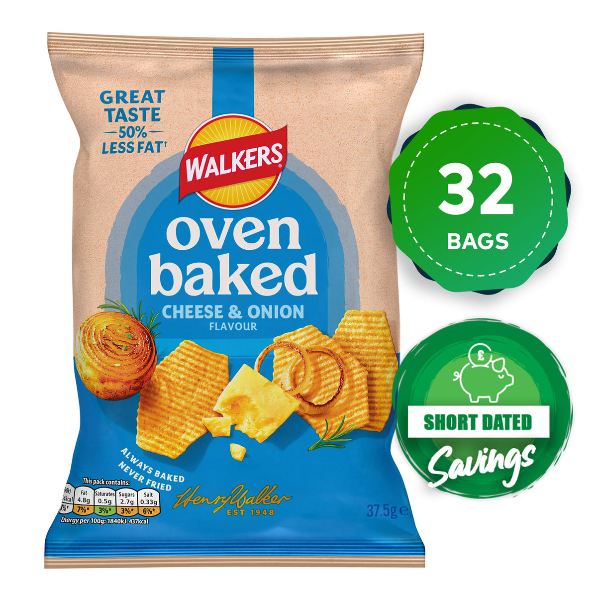 Walkers Baked Crisps Cheese & Onion Snack Sharing Lunch 32 x 37.5g - Image 10