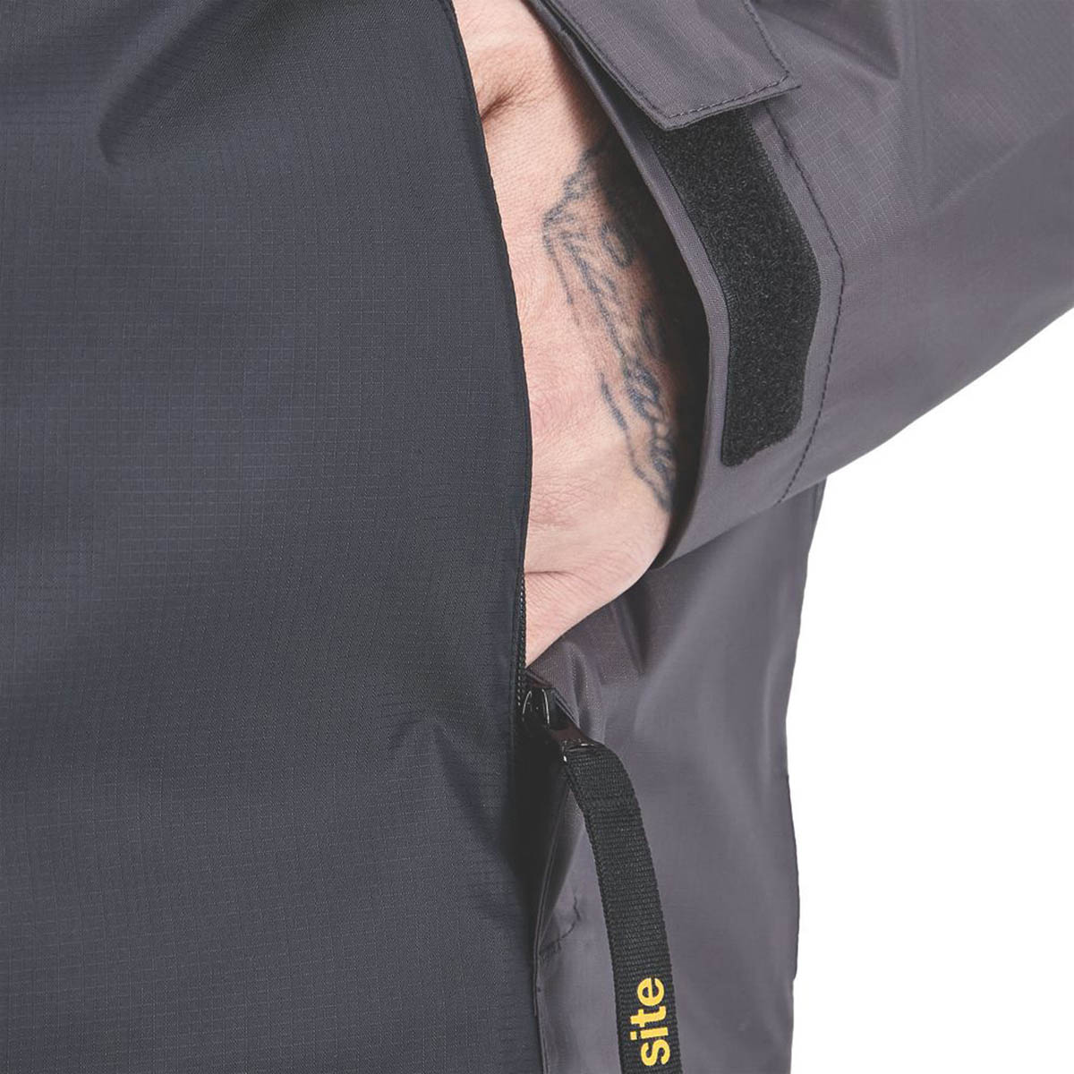 Site Work Jacket Mens Grey Black Waterproof Coat Hood 2X Large Size 57" Chest - Image 5