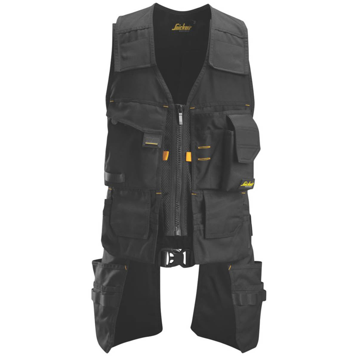 Snickers Mens Tool Vest Black AllroundWork Multi Pockets Zip Large 43" Chest - Image 1
