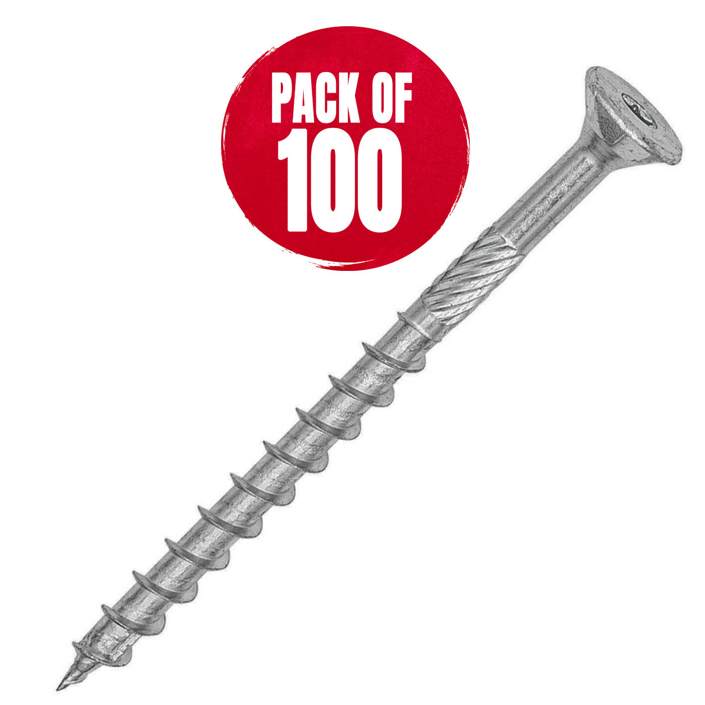 Rawlplug Woodscrews Countersunk Self Drilling Carbon Steel 6mm x 80mm 100 Pack - Image 1