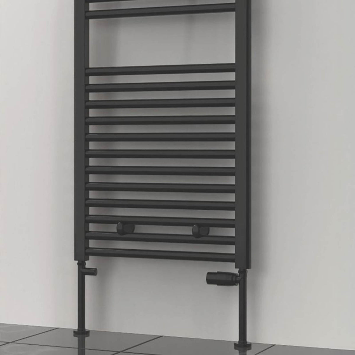 Reina Thermostatic Radiator Valve And Lockshield 15x15mm Black Straight And L/S - Image 2