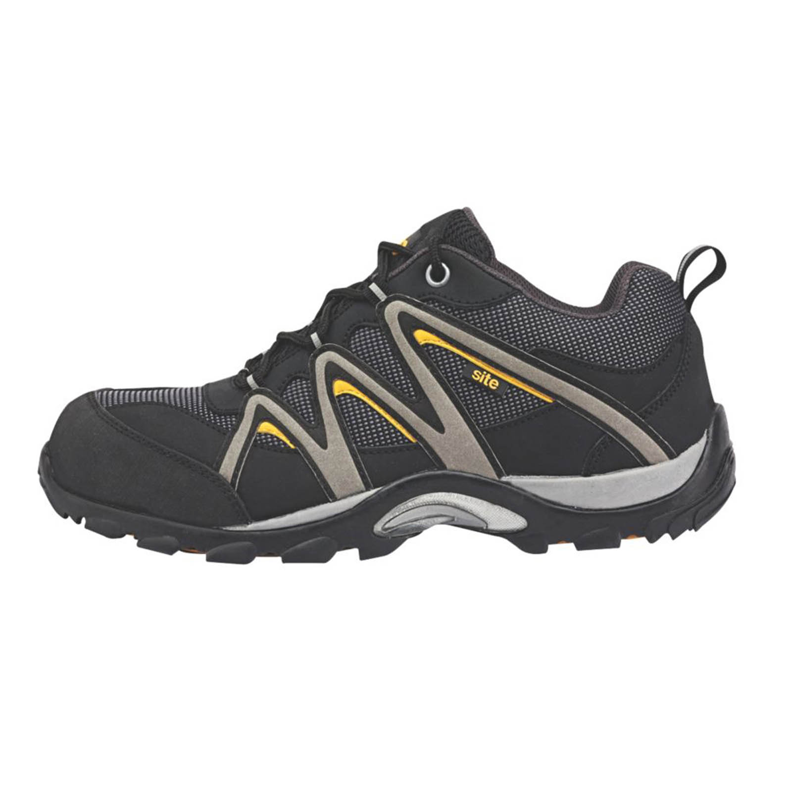 Site Safety Trainers Mens Standard Fit Black Leather Steel Toe Cap Size 7 - Image 1