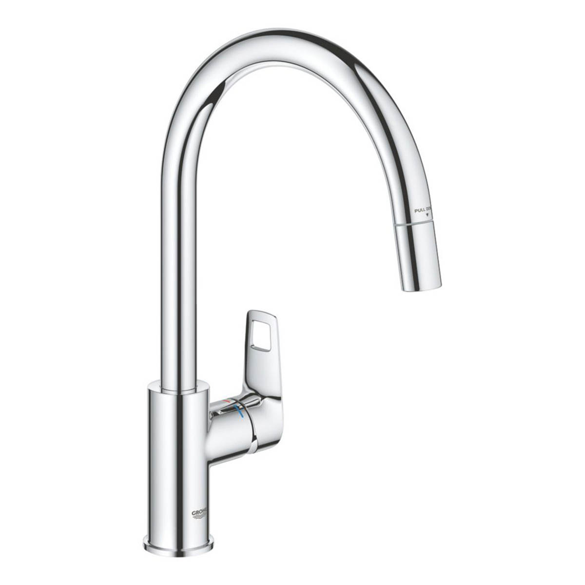 Grohe Kitchen Mixer Tap Pull-Out Chrome C-Spout Single Lever Swivel Modern - Image 1