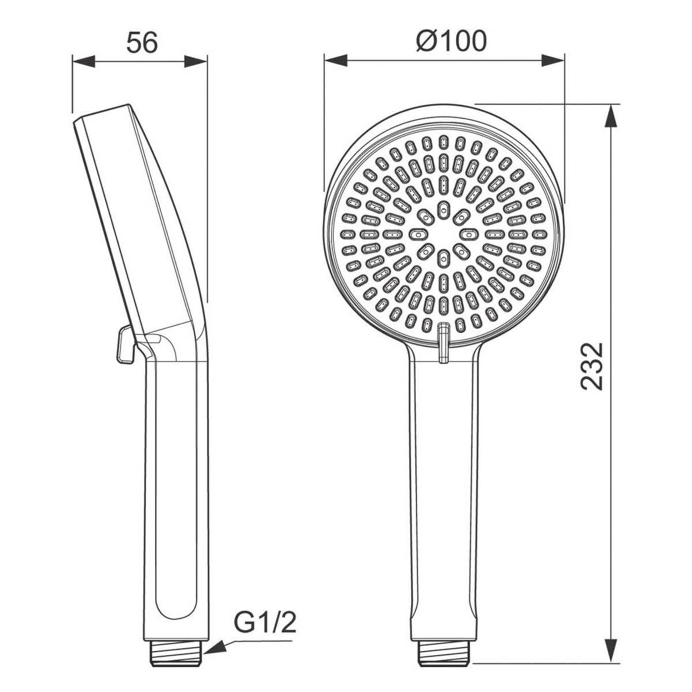 Ideal Standard Hand Shower Alu+ Rose Colour 100mm x 232mm - Image 3