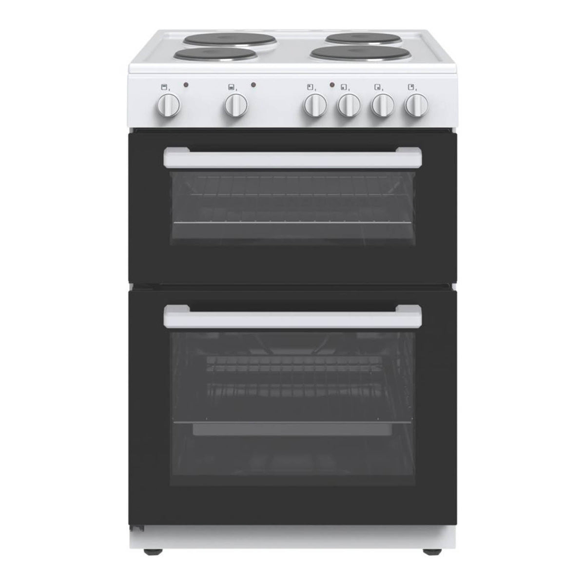 Conventional Oven And 4 Solid Plate Hob White 60cm Freestanding Kitchen - Image 1