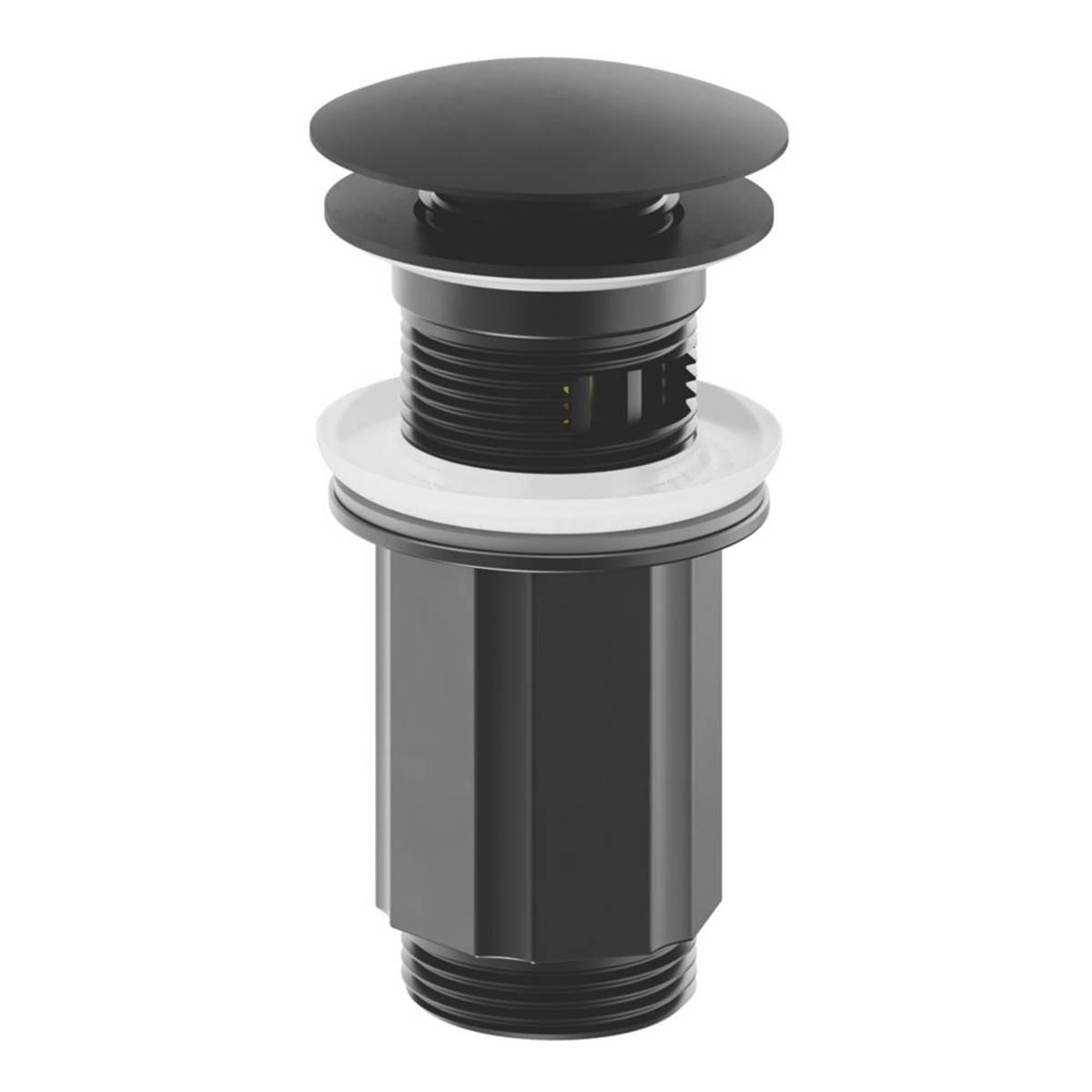 Swirl Basin Mixer Tap Mono Matt Black Brass Round With Clicker Waste 192.6mm - Image 2