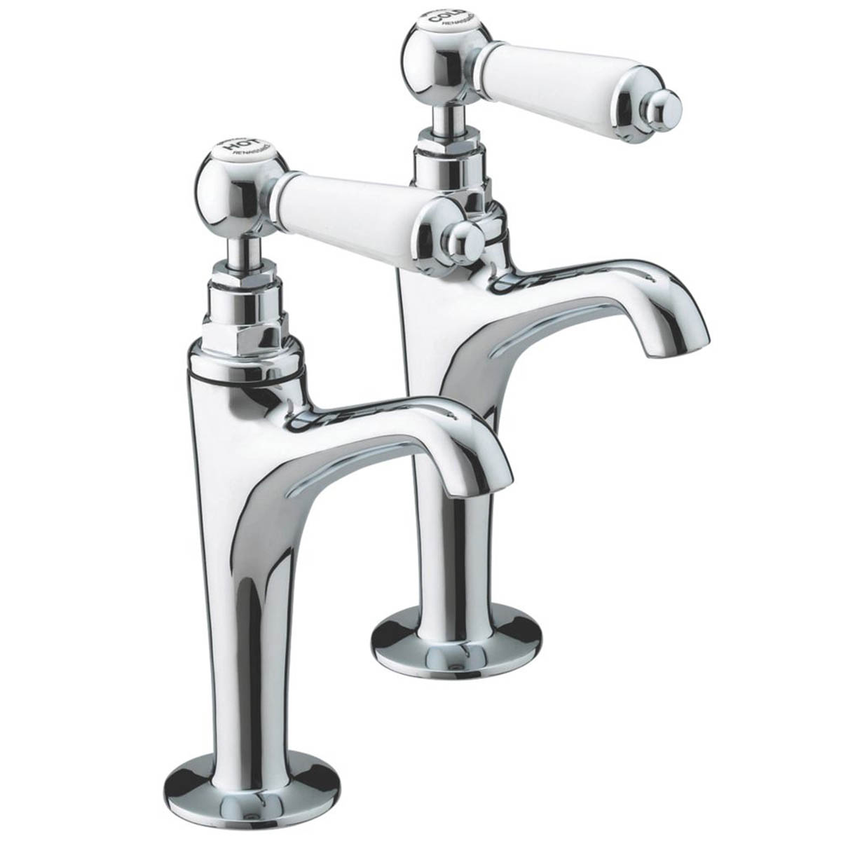Bristan Kitchen Pillar Taps Chrome Single Lever Traditional Hot Cold Pair - Image 1
