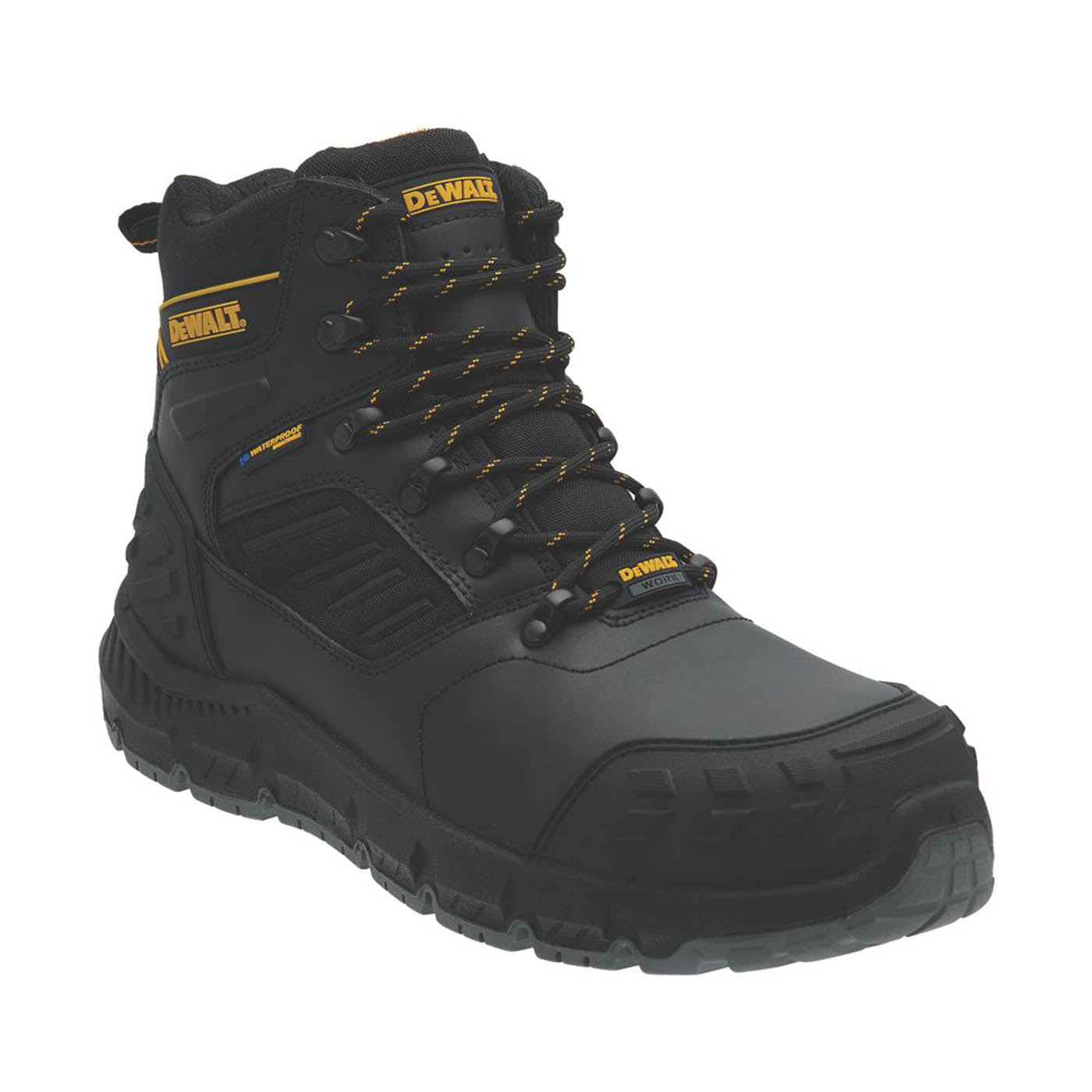 DEWALT Mens Safety Boots Recip 2 Black Waterproof Steel Toe Cap Wide Fit Size 8 - Image 1