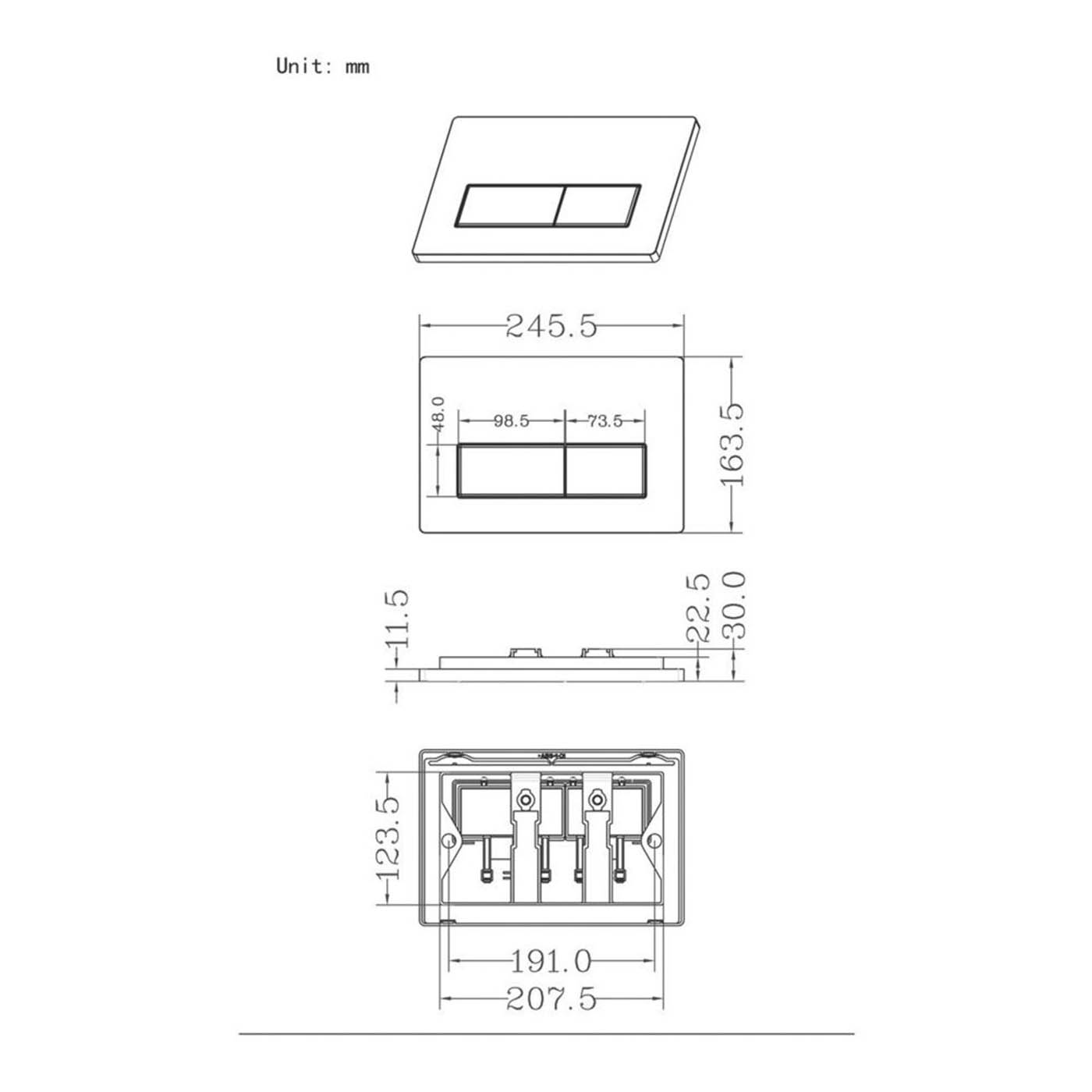 Toilet Dual Flushing Plate Brushed Brass Rectangular Concealed Cisterns Bathroom - Image 4