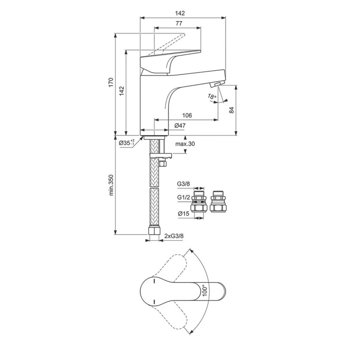 Bath Filler Tap Mono Mixer Chrome Single Lever Brass Modern Bathroom Faucet - Image 3