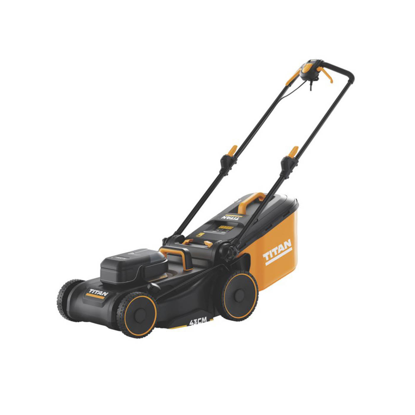Titan Lawn Mower 230V 1800W 43cm 50Ltr Grass Bag 6 Cutting Heights - Image 1