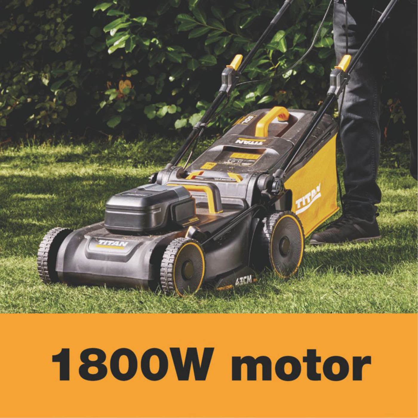 Titan Lawn Mower 230V 1800W 43cm 50Ltr Grass Bag 6 Cutting Heights - Image 5