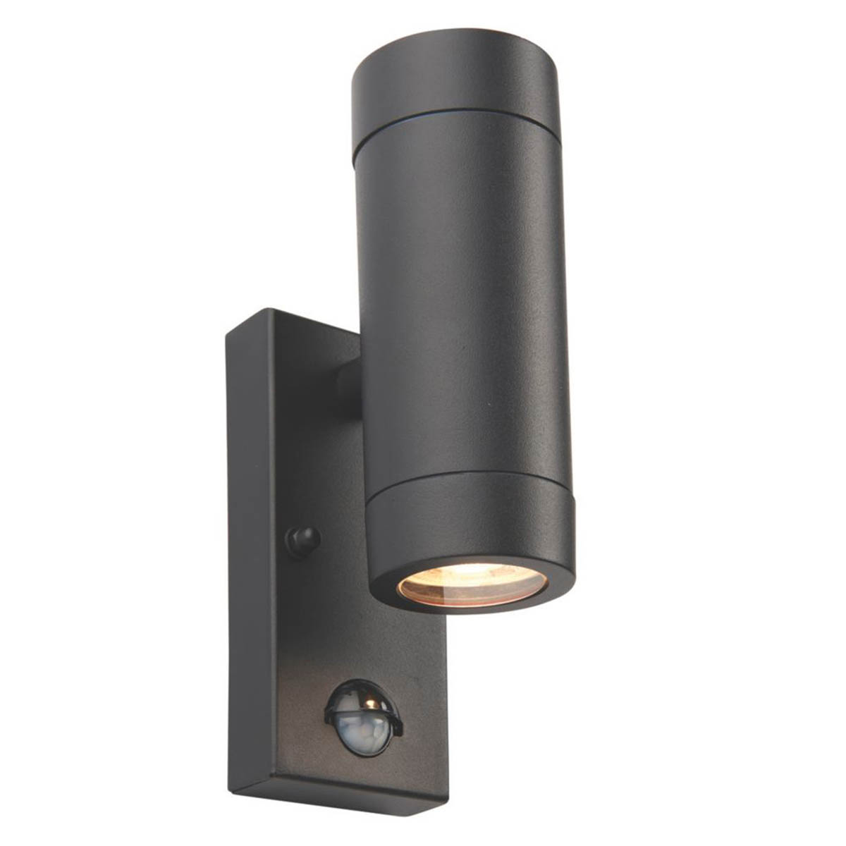 Saxby Outdoor Twin Wall Light PIR Sensor Satin Black Aluminium 8m Range Modern - Image 1