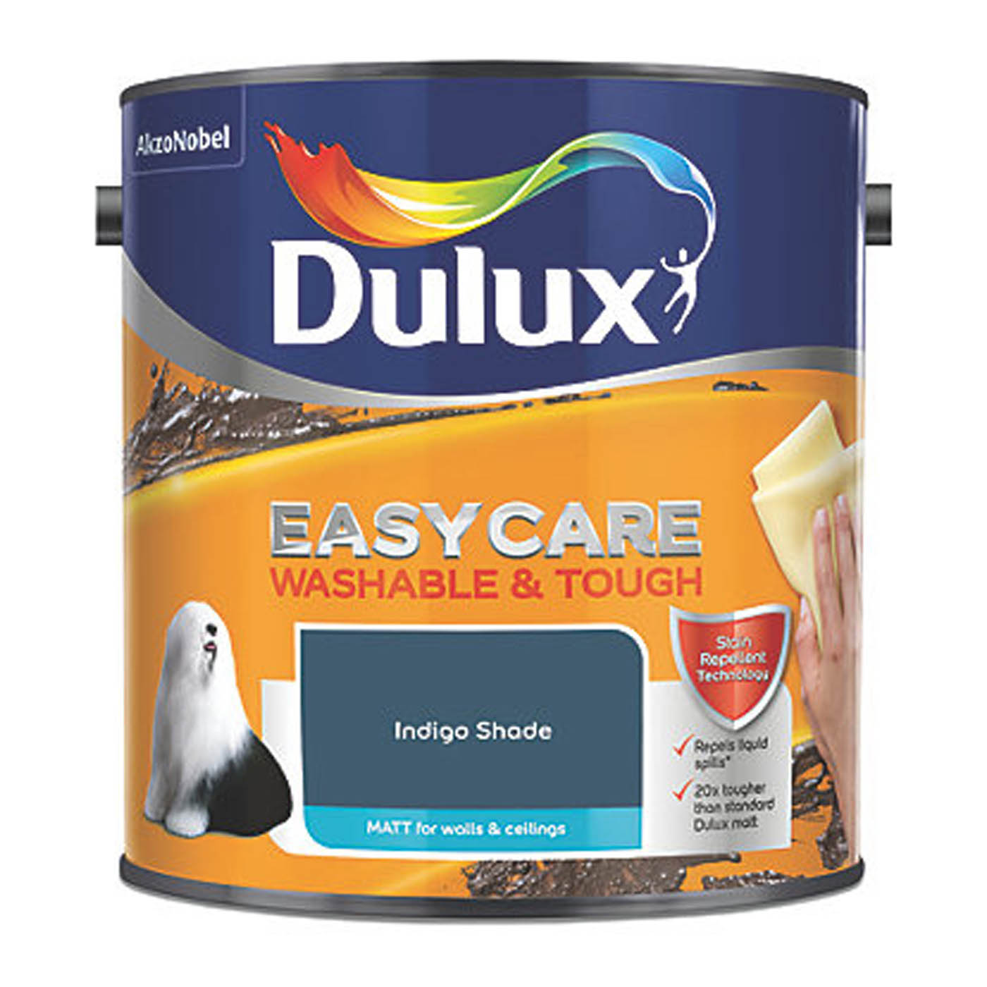 Dulux Emulsion Paint Easycare Washable Matt Indigo Shade Stain Repellent 2.5Ltr - Image 2