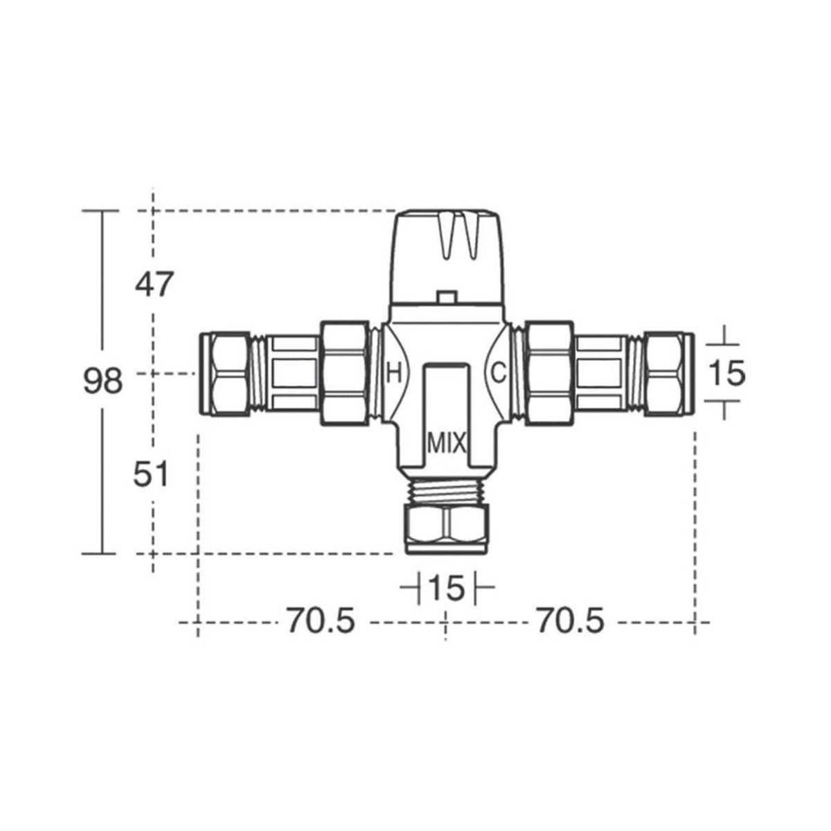 Ideal Standard Thermostatic Mixing Valve A5900AA 15mm For Basin Bath Shower - Image 2