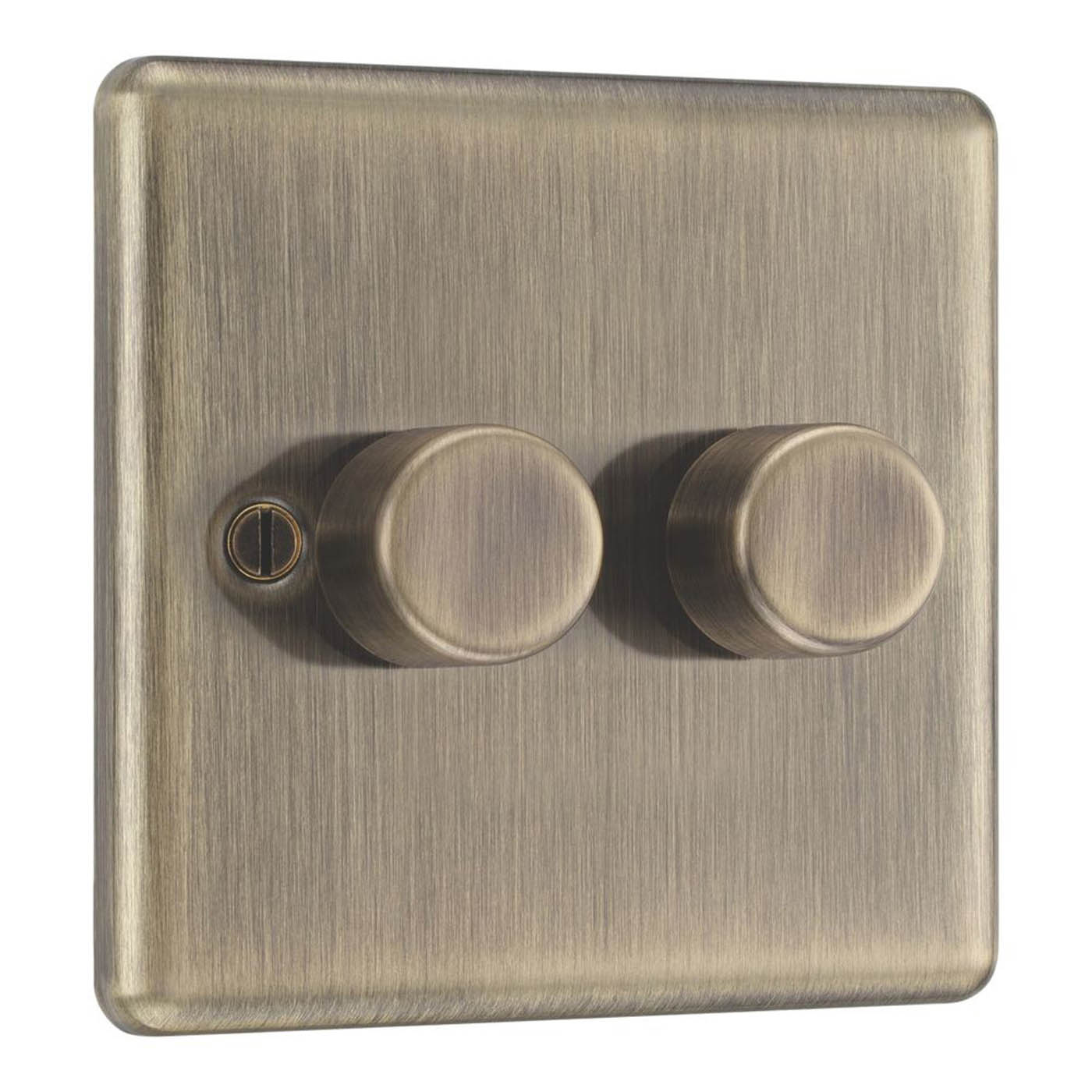 LAP 2-Gang 2-Way LED Dimmer Switch Antique Brass with Colour-Matched Inserts - Image 1
