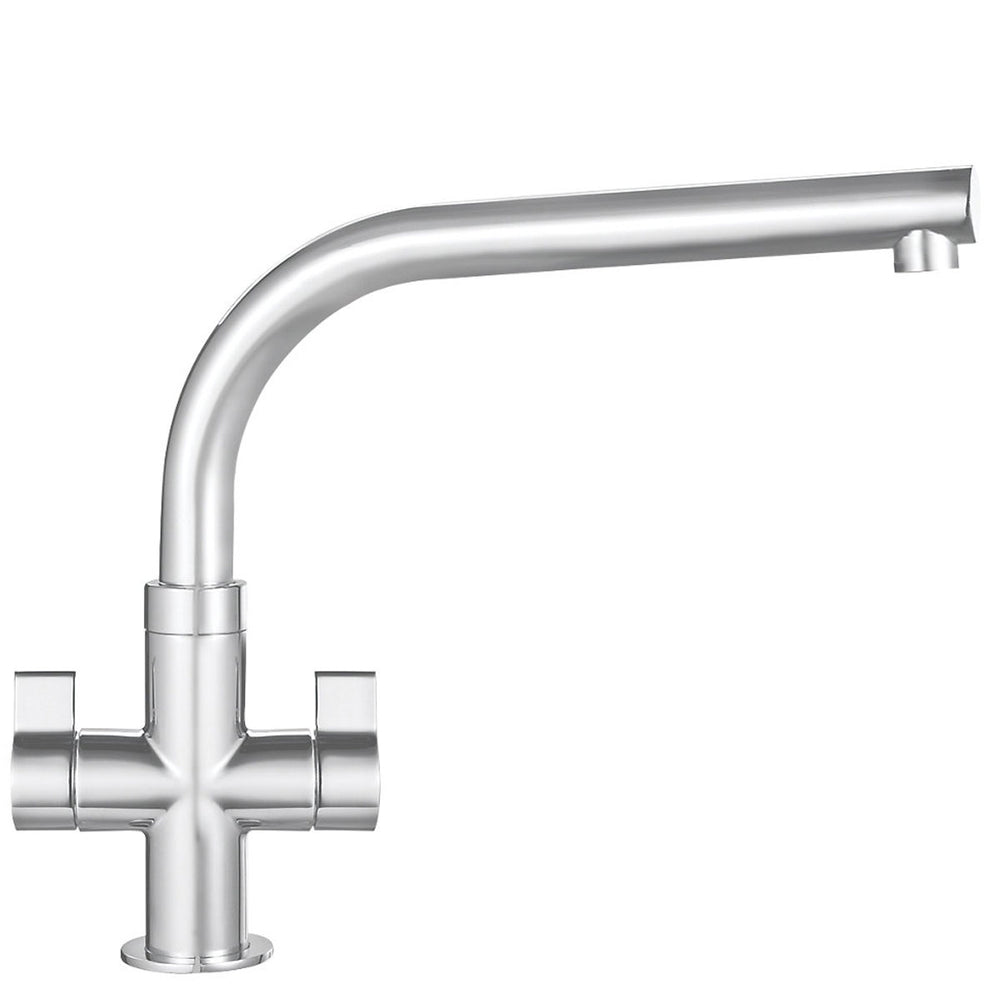 Franke Kitchen Tap Mono Mixer Brushed Steel Double Lever Swivel Spout Faucet - Image 2
