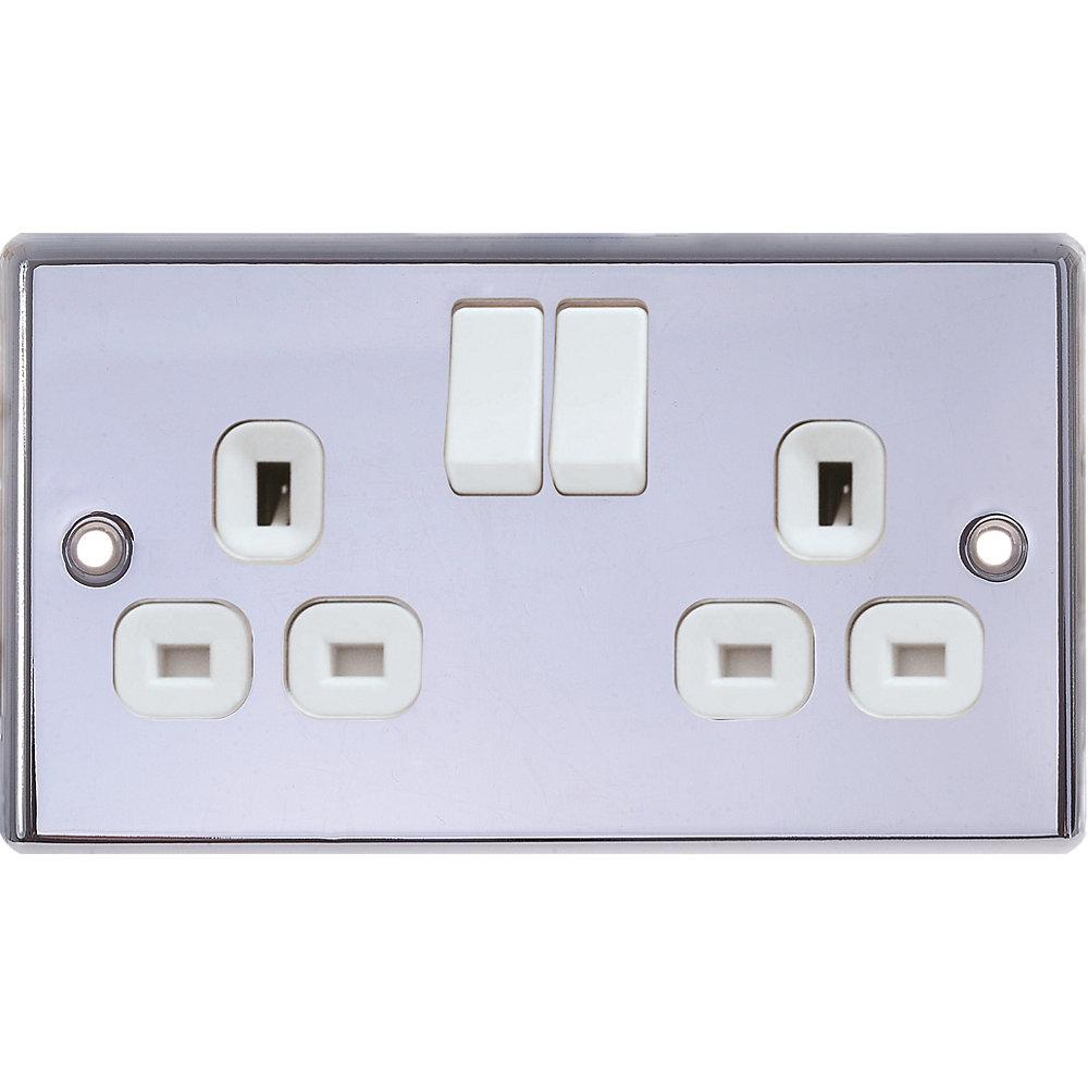 LAP Sockets Switched Plug 13A 2-Gang SP Polished Chrome Pack of 5 - Image 3
