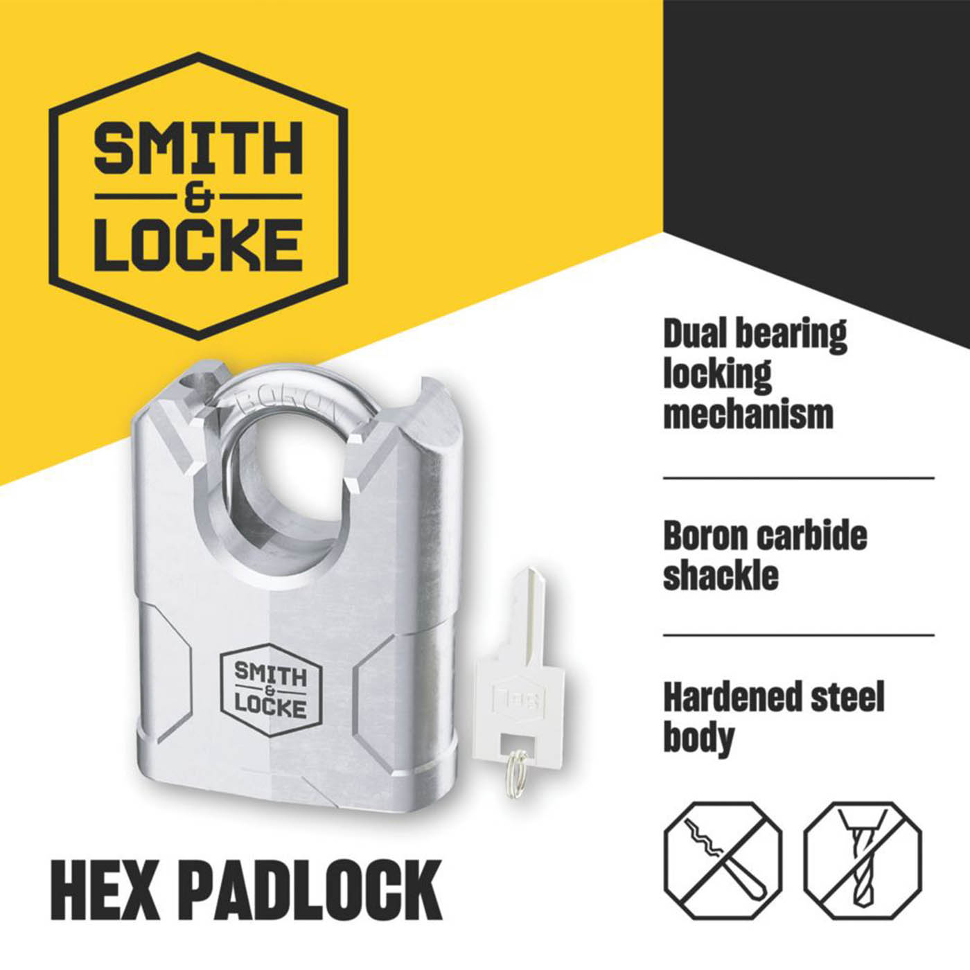 Smith and Locke Closed Shackle Padlock Steel Water Resistant Indoor Outdoor 70mm - Image 6