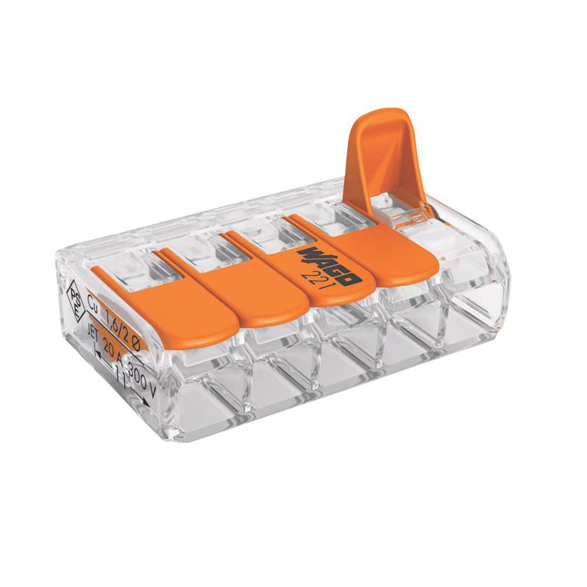 Wago 221 Series 32A 5-Way Lever Connector 25 Pack - Image 2