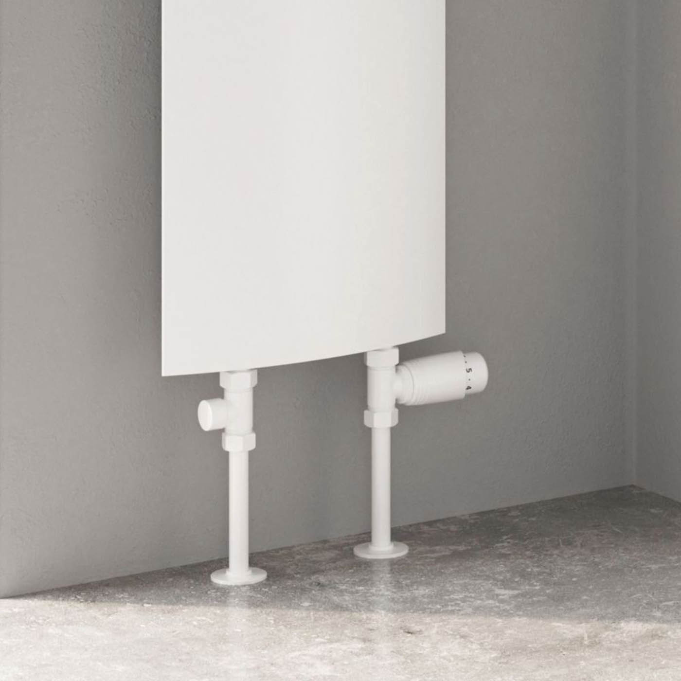 Reina Thermostatic Radiator Valve Lockshield Modal TRV 15mmx15mm White Straight - Image 2