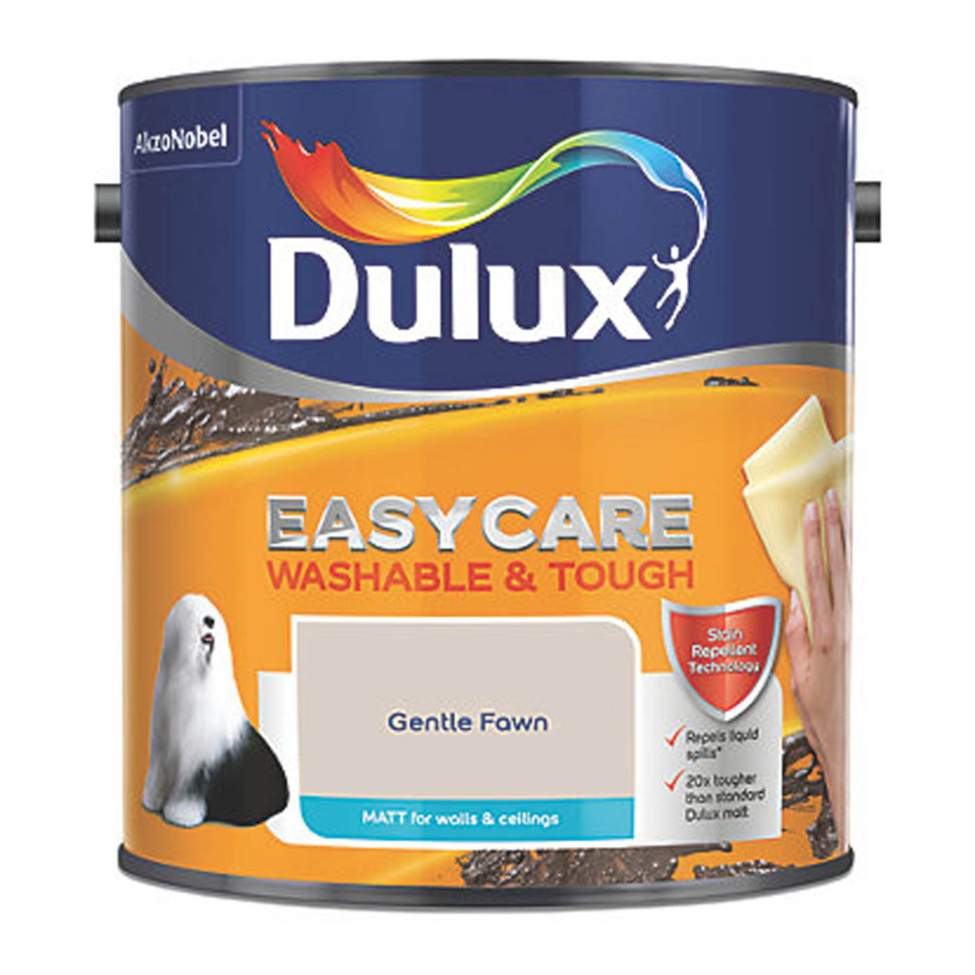 Dulux Easycare Washable & Tough 2.5Ltr Gentle Fawn Matt Emulsion Paint - Image 2