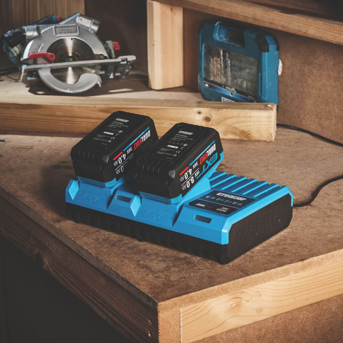Erbauer Batteries And Twin Charger Set 18/36V 4.0/8.0Ah Lithium KF2P4DCBS - Image 3