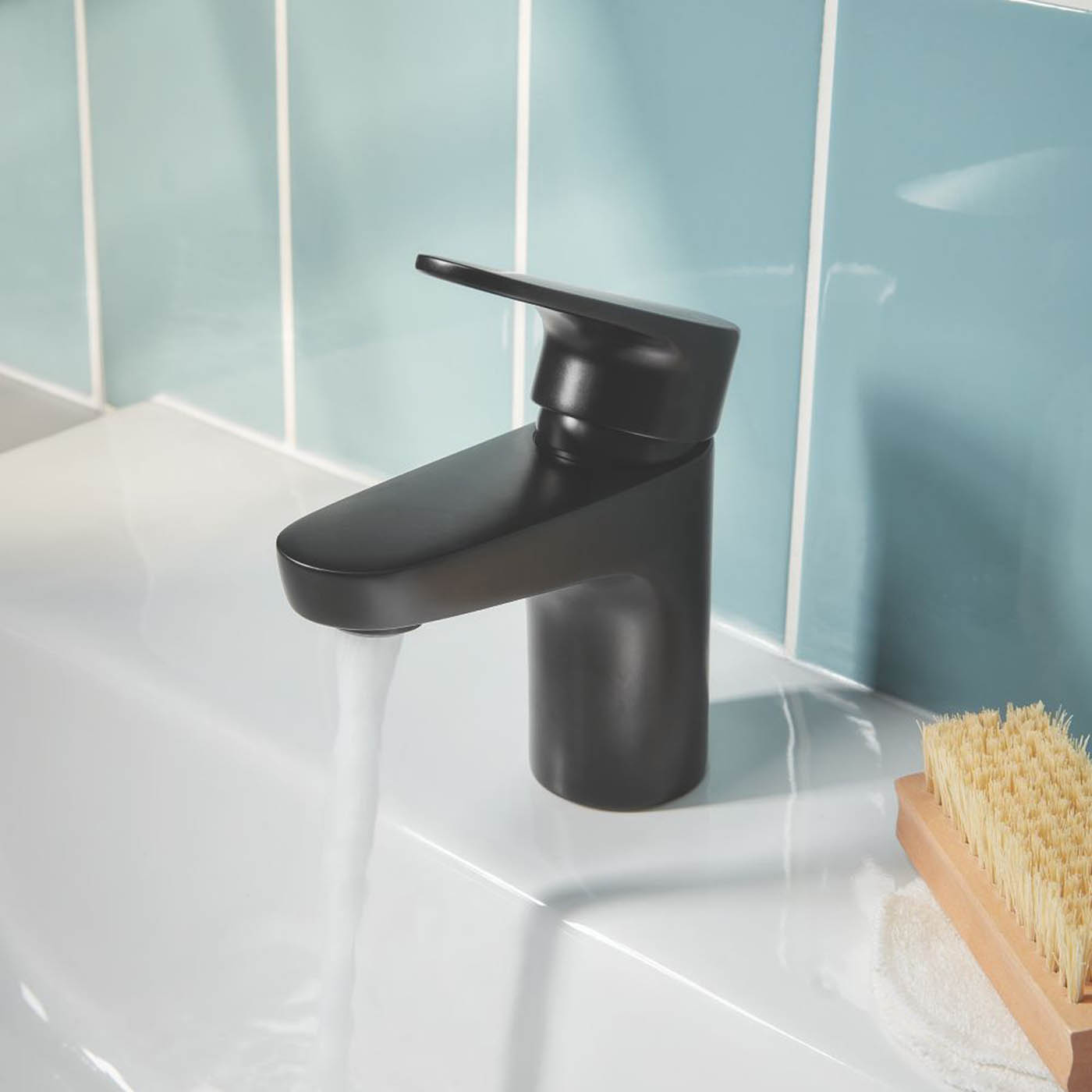 Swirl Bathroom Basin Tap Mono Mixer Black Single Lever Clicker Waste Faucet - Image 4