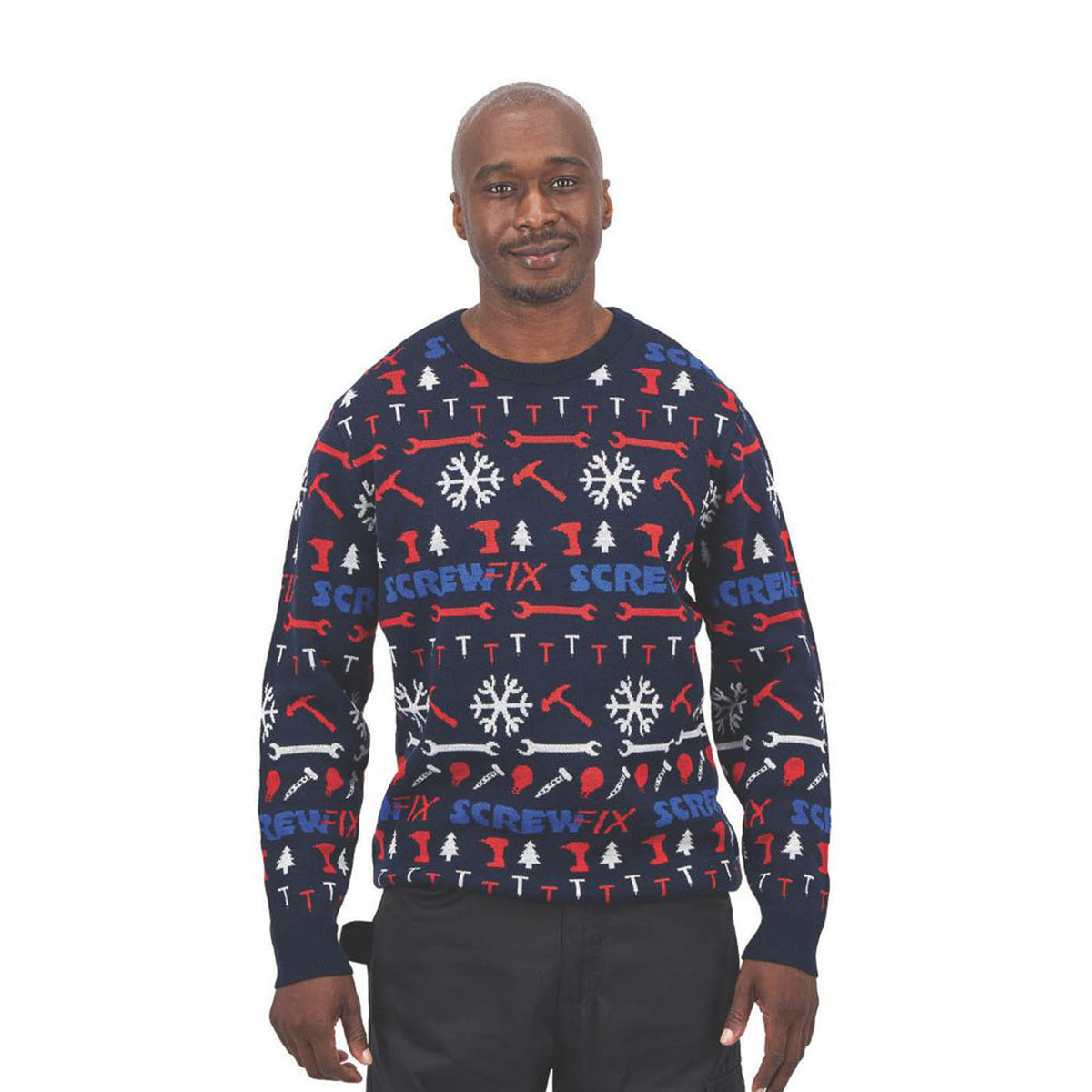 258 Site Christmas Work Jumper Mens Blue Pullover Sweatshirt Large 45in Chest - Image 5