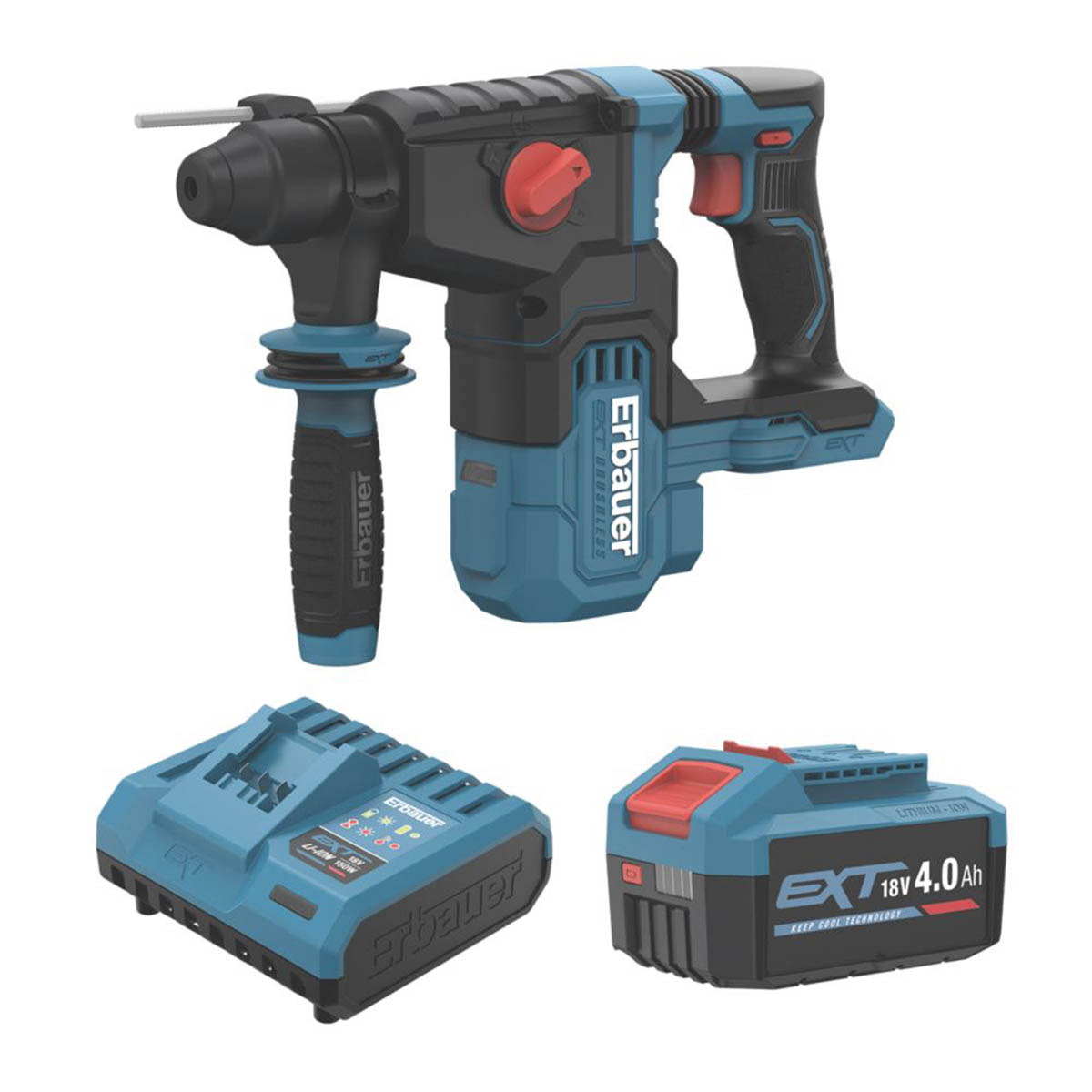 Erbauer SDS Plus Hammer Drill ERI1078SDS Cordless 3.4kg 18V 1 x 4.0Ah Li-Ion EXT - Image 1