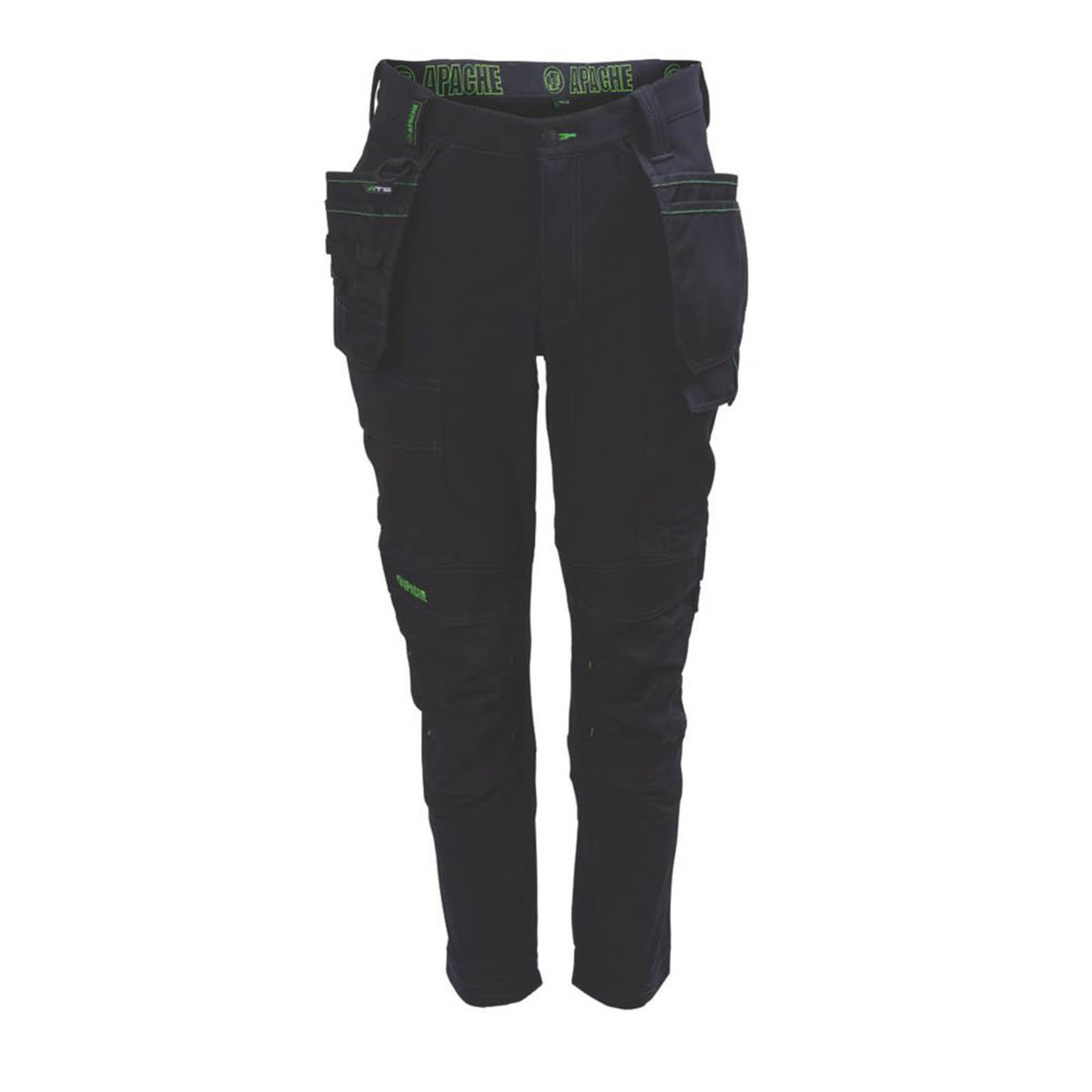 Apache Work Trouser Mens Slim Fit Black Stretch Multi Pockets Cargo 34W 33L - Image 2