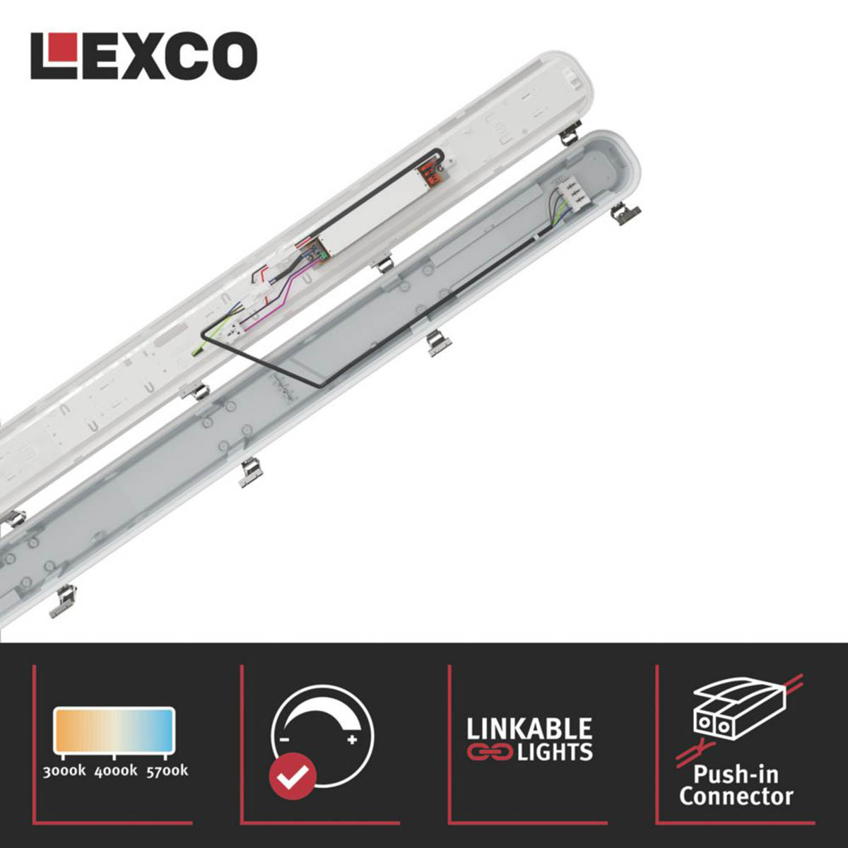 Lexco LED Batten Light Single 4ft Dimmable Tunable Ceiling CCT36W Variable White - Image 4