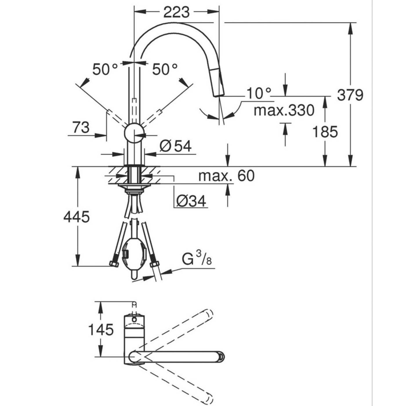Grohe Kitchen Sink Tap Pull-Out Minta 32321GN2 Single Lever Brushed Cool Sunrise - Image 3