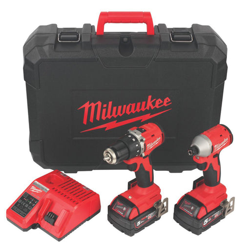 Milwaukee Next Generation M18BLCPP2A-502C 18V 2 x 5.0Ah Li-Ion RedLithium Brushless Cordless Compact Power Tool Twin Pack - Image 1