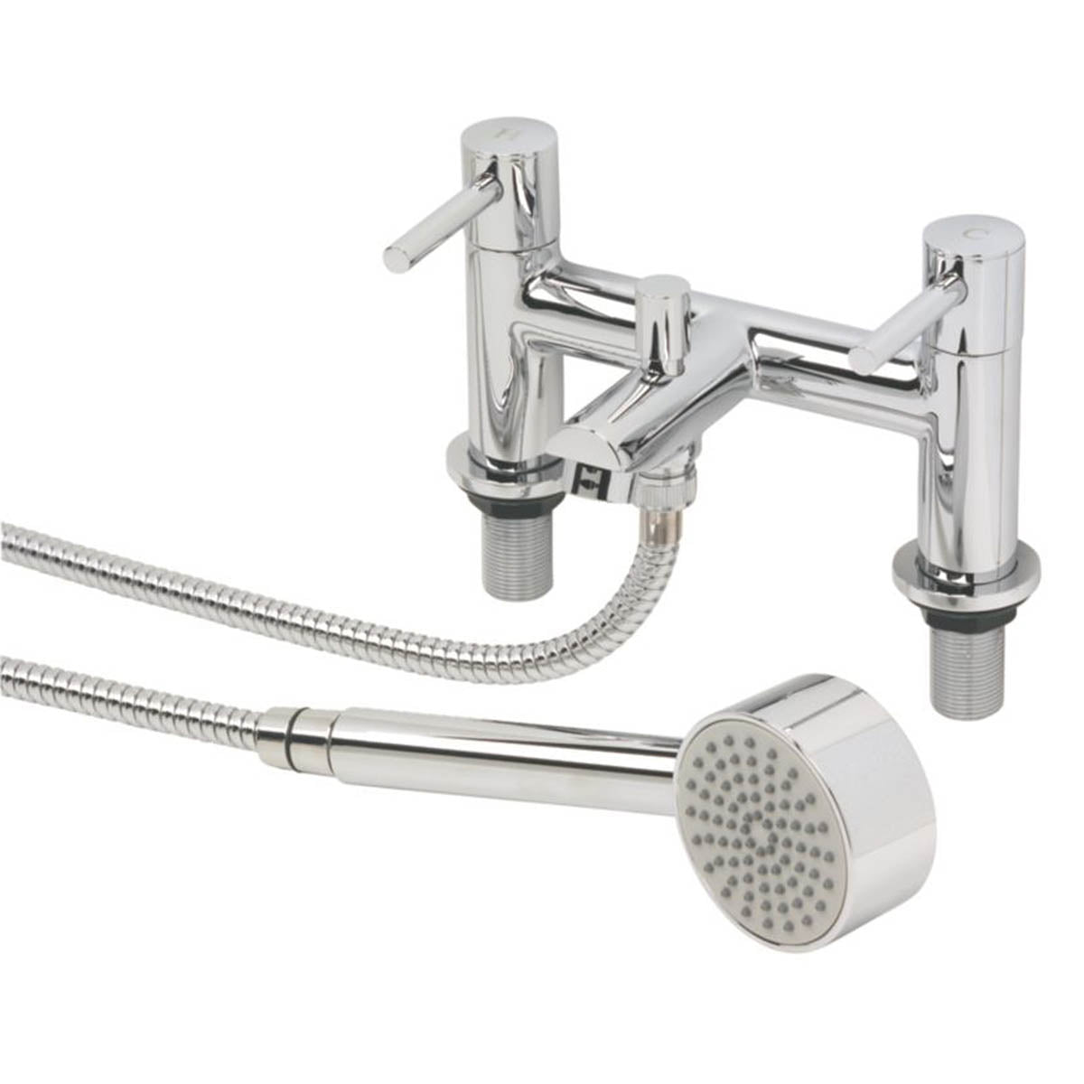 Bath Shower Mixer Tap Bathroom Deck-Mounted Dual Lever Contemporary Chrome - Image 2